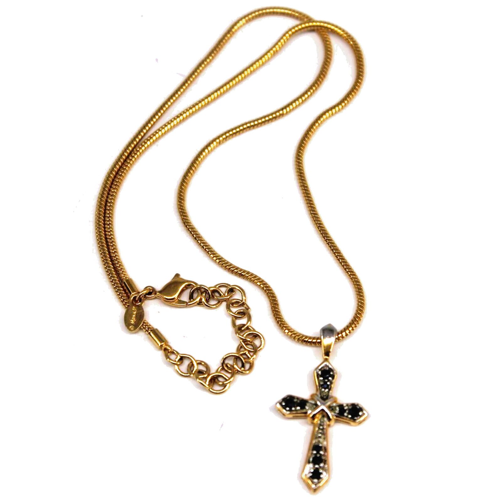 Other JC Dark Blue Spinel Cross & Monet Snake Chain Pendant Golden Size ONE SIZE - 2 Thumbnail