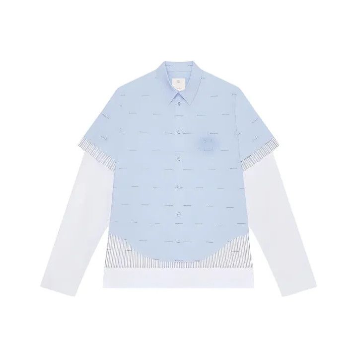 Givenchy GIVENCHY FW23 Point Collar Logo Print Layered Shirt Size US XXS / EU 40 - 1 Thumbnail