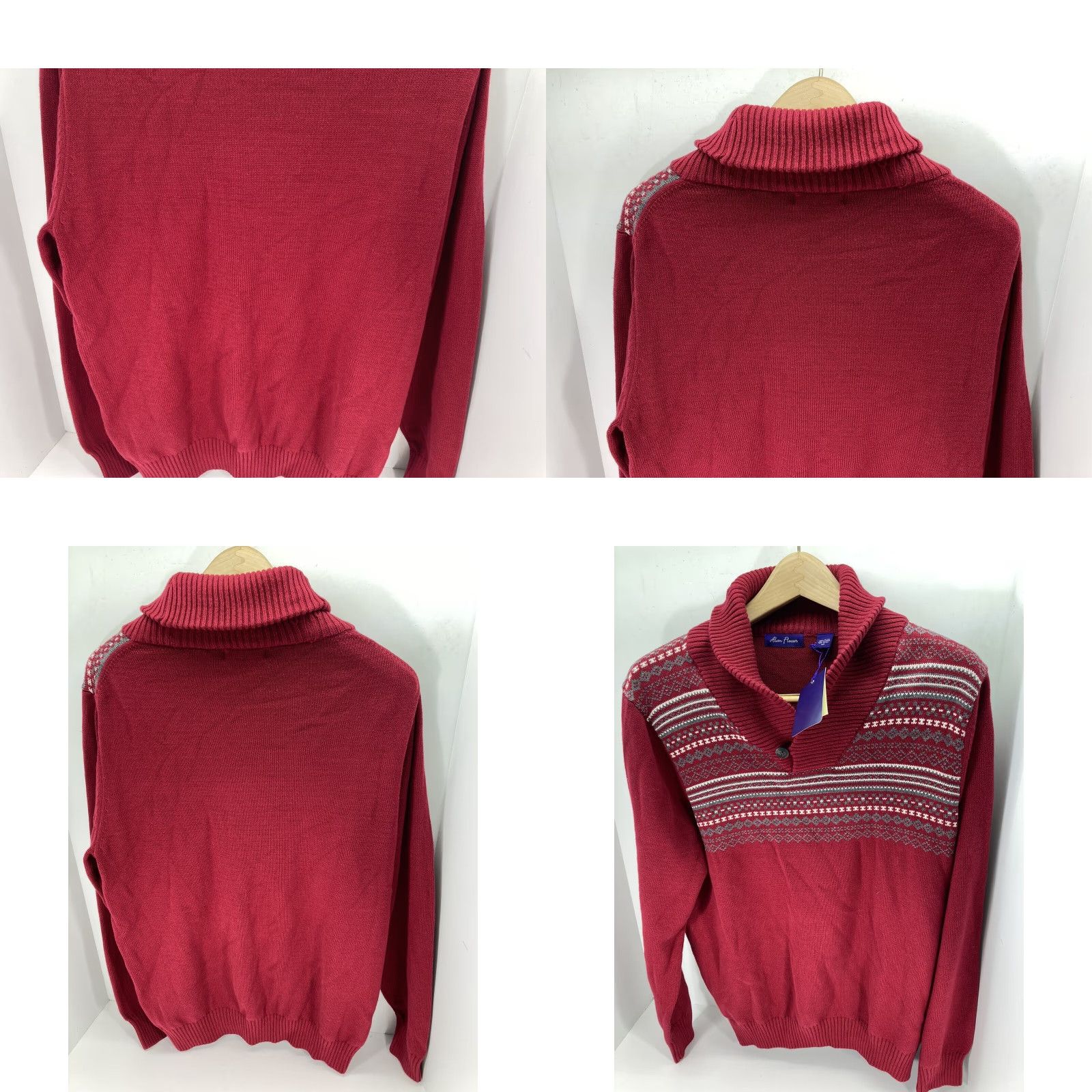 Vintage Alan Flusser Sweater Men M Pullover 3 button Mock Neck Cotton Red NWT Regular Knit Lightweight Long Sleeve Vintage? No (remove) Size US M / EU 48-50 / 2 - 8 Thumbnail