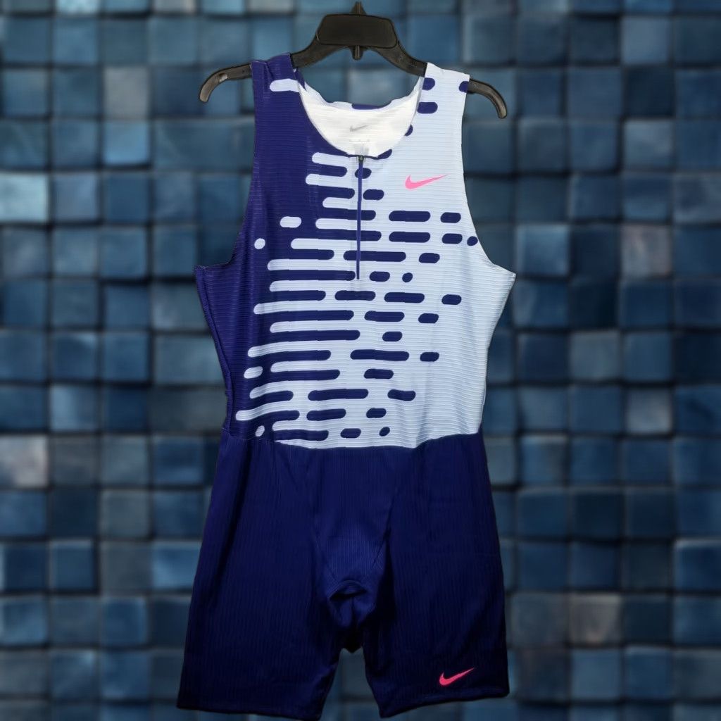 Nike Nike Pro Elite Speedsuit Tracksuit Men XL Blue Pink 1/4 Zip Breathable Stretch Colorblock Olympics Running & Jogging, Track & Field Logo Zipper Flag Size US 36 / EU 52 - 1 Thumbnail
