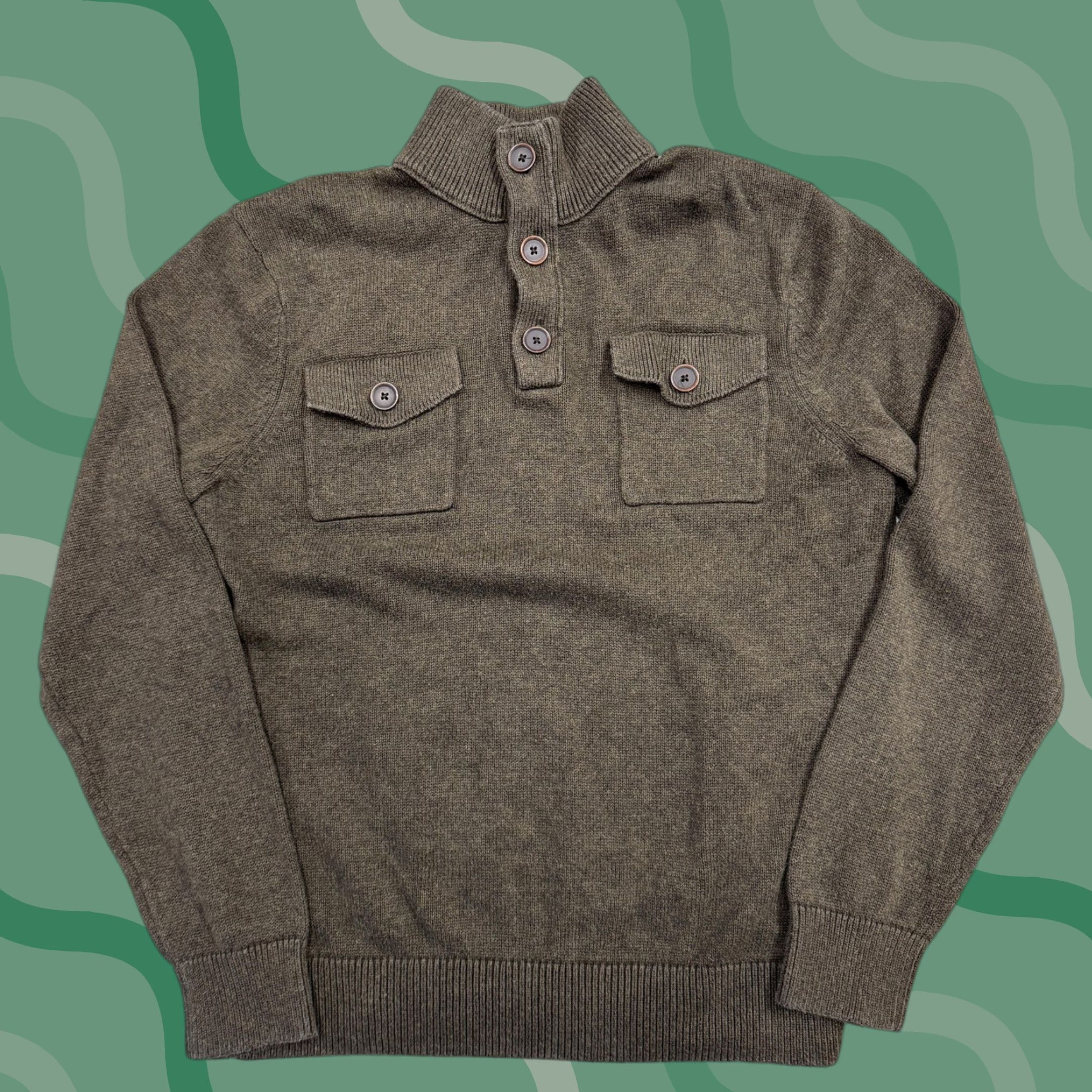 Banana Republic Banana Republic Sweater Mens Medium Brown Mock Neck Pullover Cotton Size US M / EU 48-50 / 2 - 1 Thumbnail