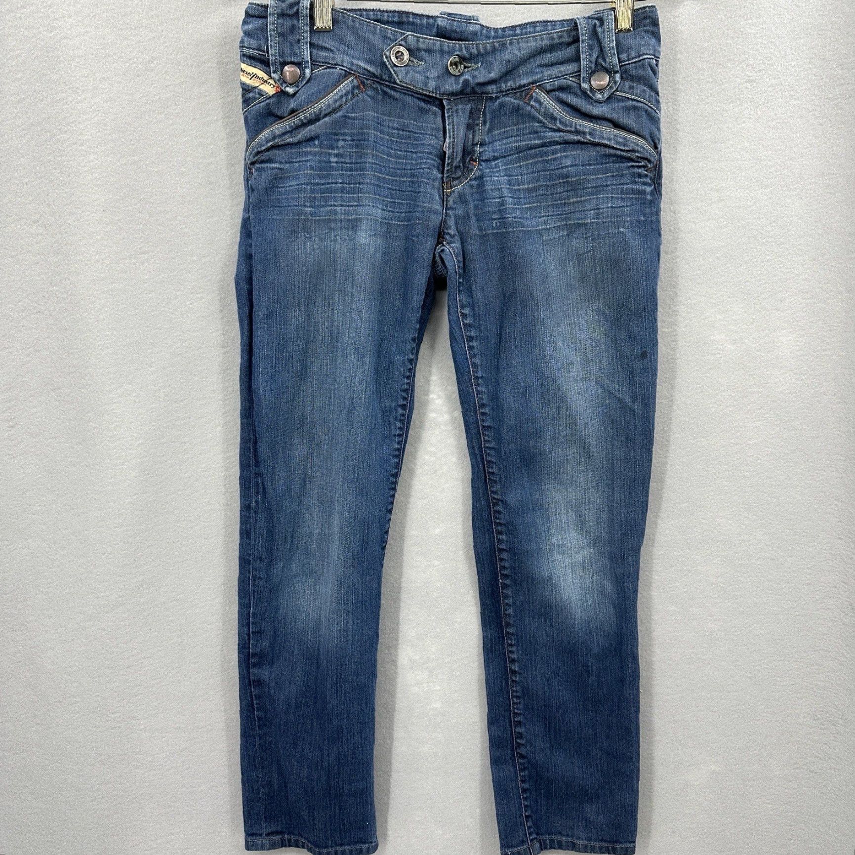 Diesel Diesel Industry Jeans Womens 29 Blue Moonie Straight Crop Back Flap 5-Pocket Design Cottagecore y2k Size 29" - 2 Thumbnail