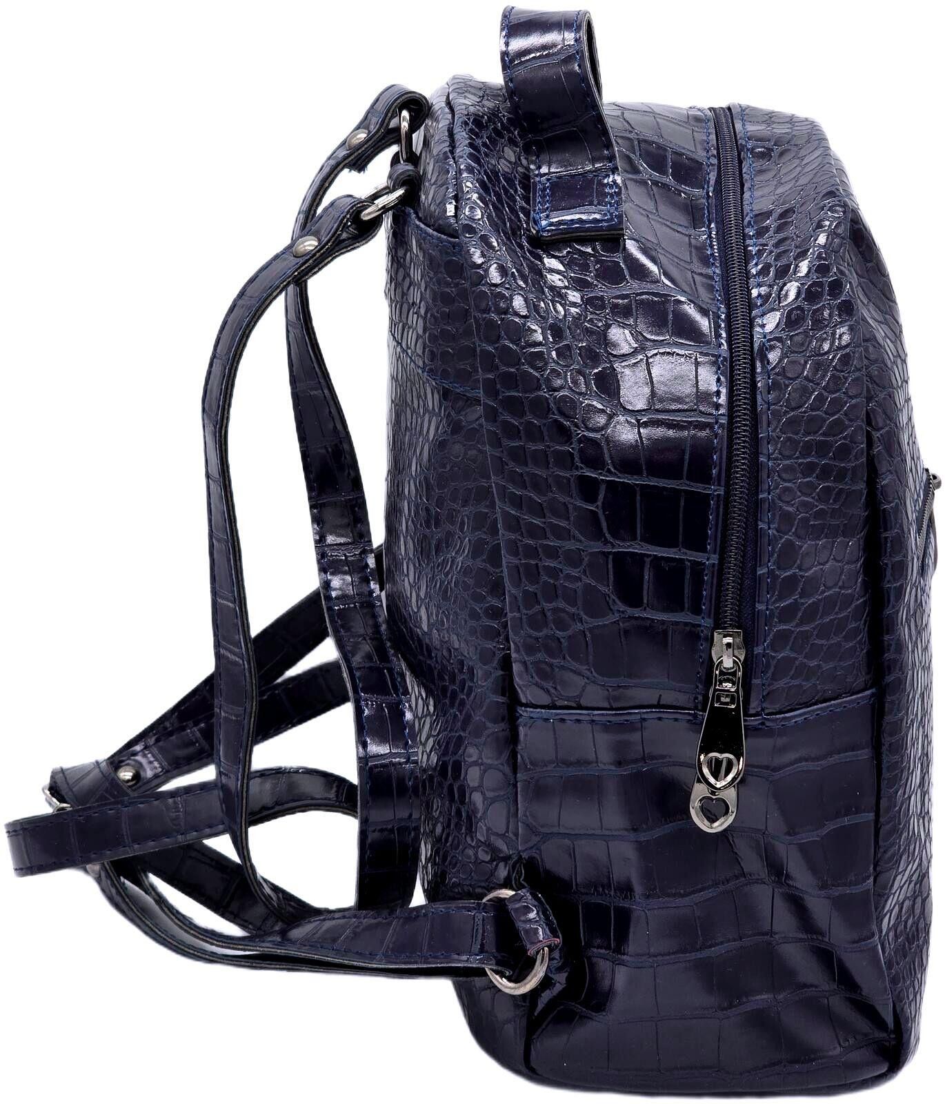 Other Housebags Navy Crocodile-Texture Faux Leather Backpack Size ONE SIZE - 4 Thumbnail