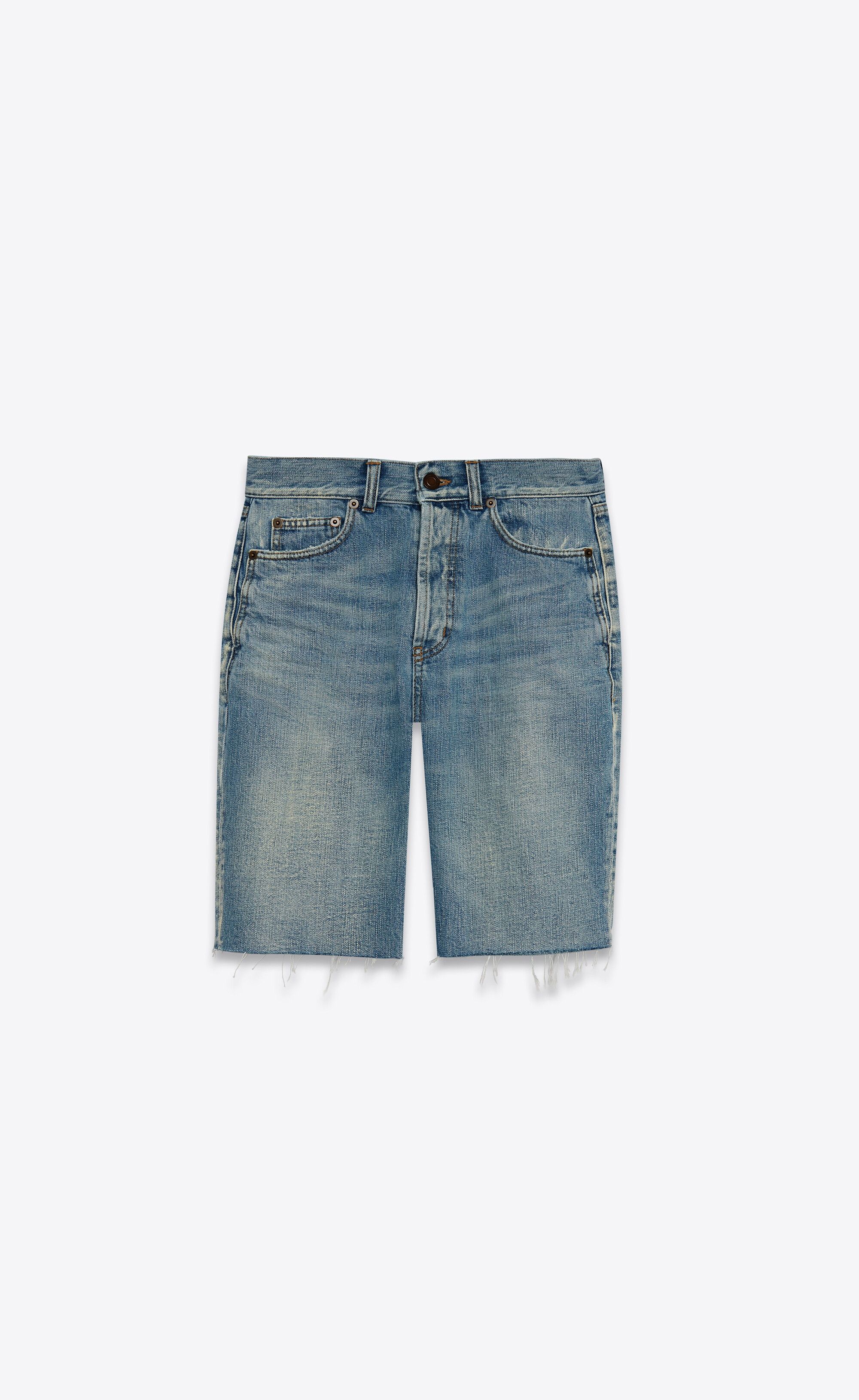 Saint Laurent Paris o1s1wg110325 644079 Raw-Edge Shorts in Light Winter Denim Size 27" / US 4 / IT 40 - 1 Thumbnail