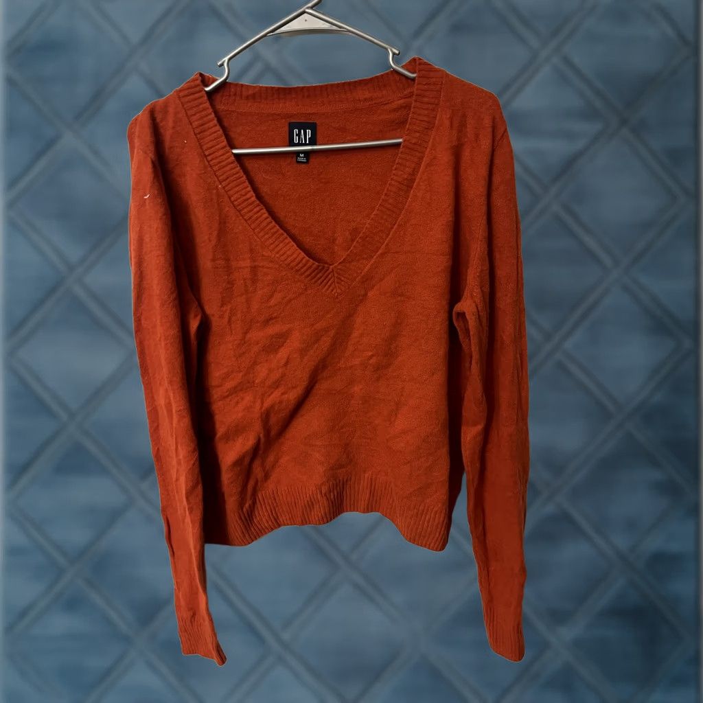 Gap Gap Sweater Womens M Orange Neck Knit Pullover Cotton Nylon Blend Acrylic Size M / US 6-8 / IT 42-44 - 1 Thumbnail
