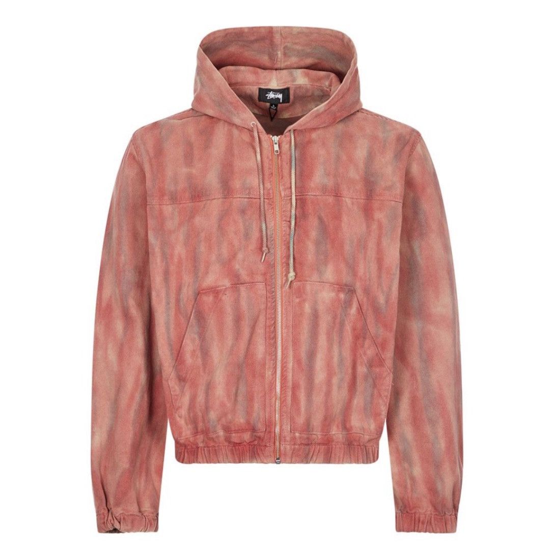 Image of Stussy Dyed Work Jacket Hoodie in Rust, Men's (Size 2XL)