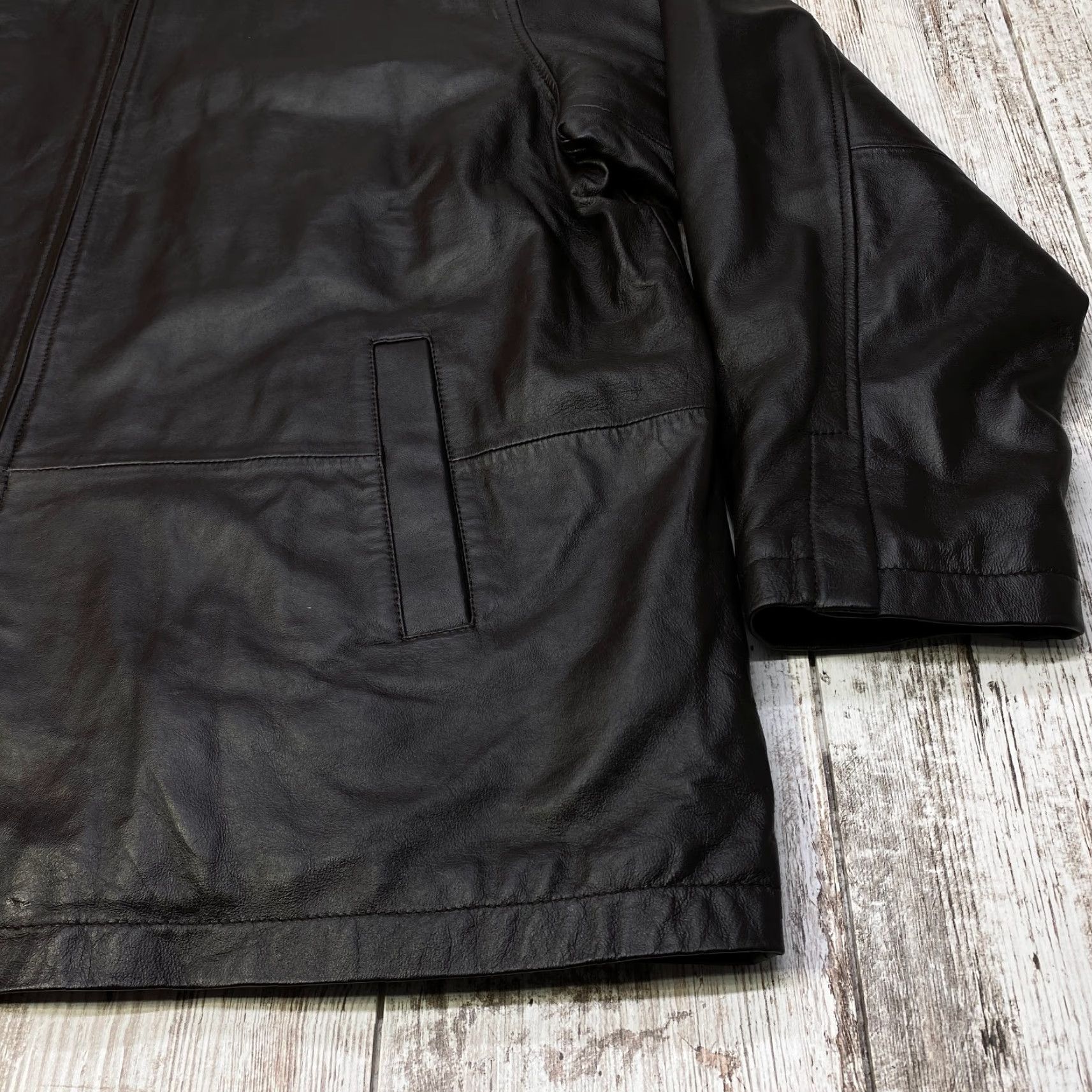 Vintage VINTAGE Knightsbridge Leather Jacket Black XL Insulated Quilted Mid-Length Bomber Jacket Men Size US XL / EU 56 / 4 - 4 Thumbnail