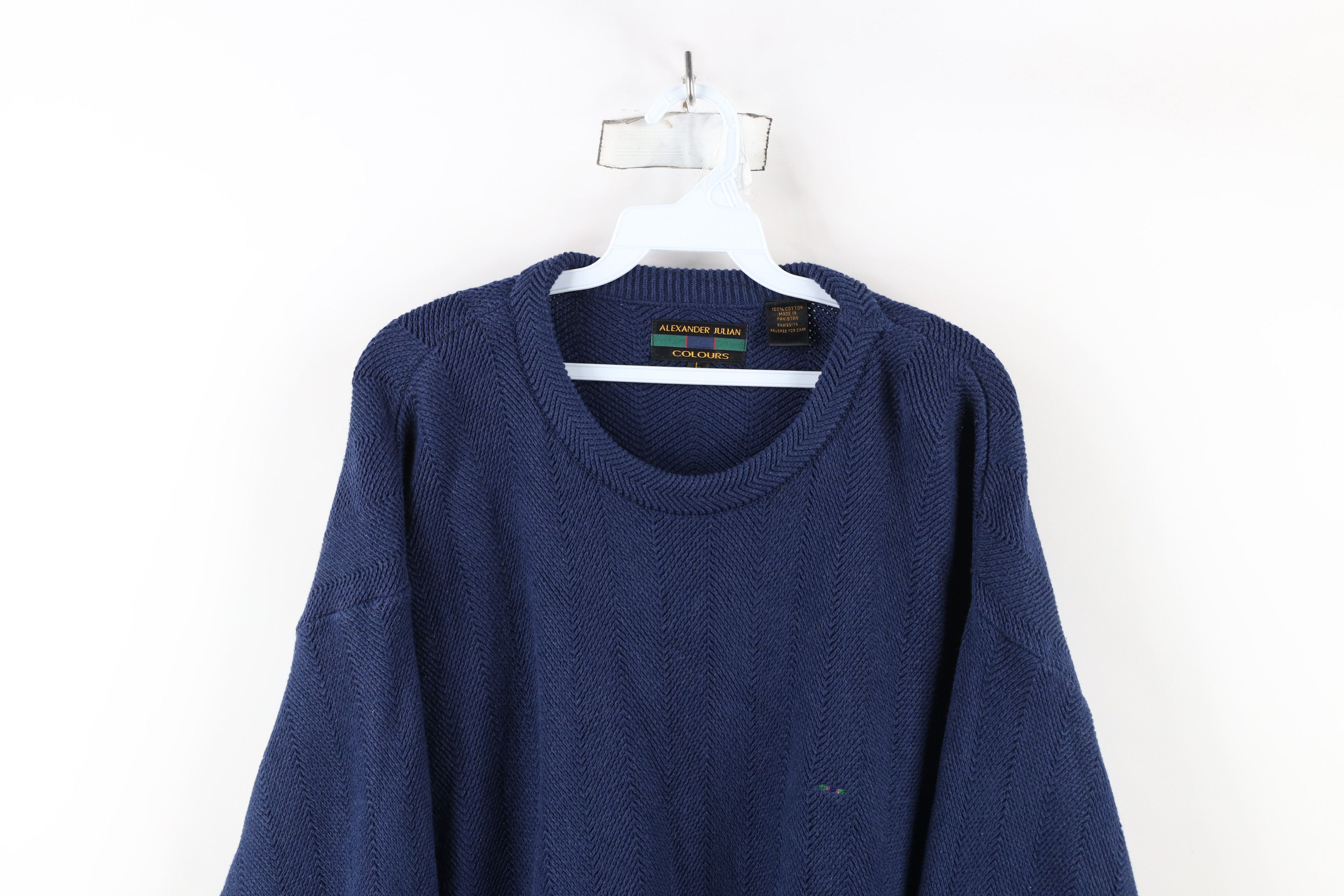 Vintage Vintage 90s Streetwear Fit Herringbone Knit Crewneck Sweater Size US L / EU 52-54 / 3 - 2 Thumbnail