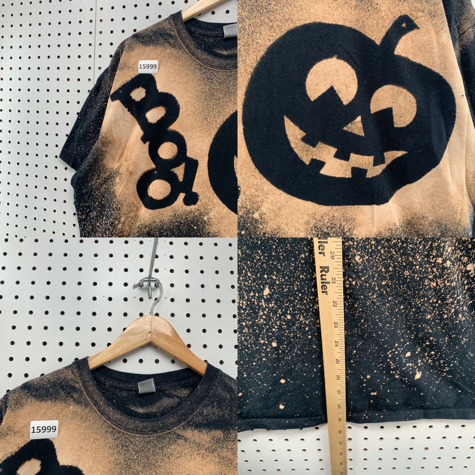 Gildan VINTAGE? BOO Halloween Pumpkin Black Tie Dye Shirt Adult 2XL Short Sleeve Black Gildan T-Shirt Unisex Mens Womens Boys Girls Size US XXL / EU 58 / 5 - 8 Thumbnail