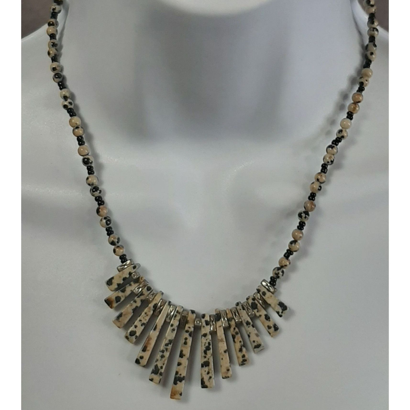 Other Funky Dalmatian Jasper Beaded Necklace With Graduated Pillar Size ONE SIZE - 3 Thumbnail