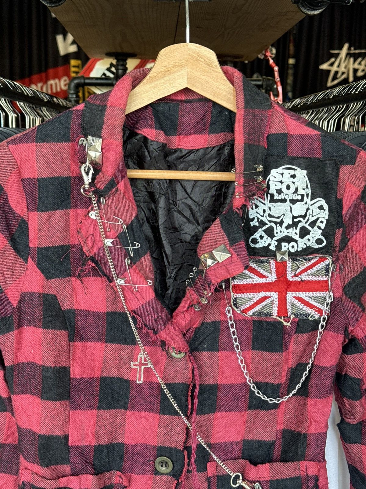 Japanese Brand Sex Pot Revenge Punk Chains Pins Riot Poem Blazer Jacket Size US S / EU 44-46 / 1 - 3 Thumbnail
