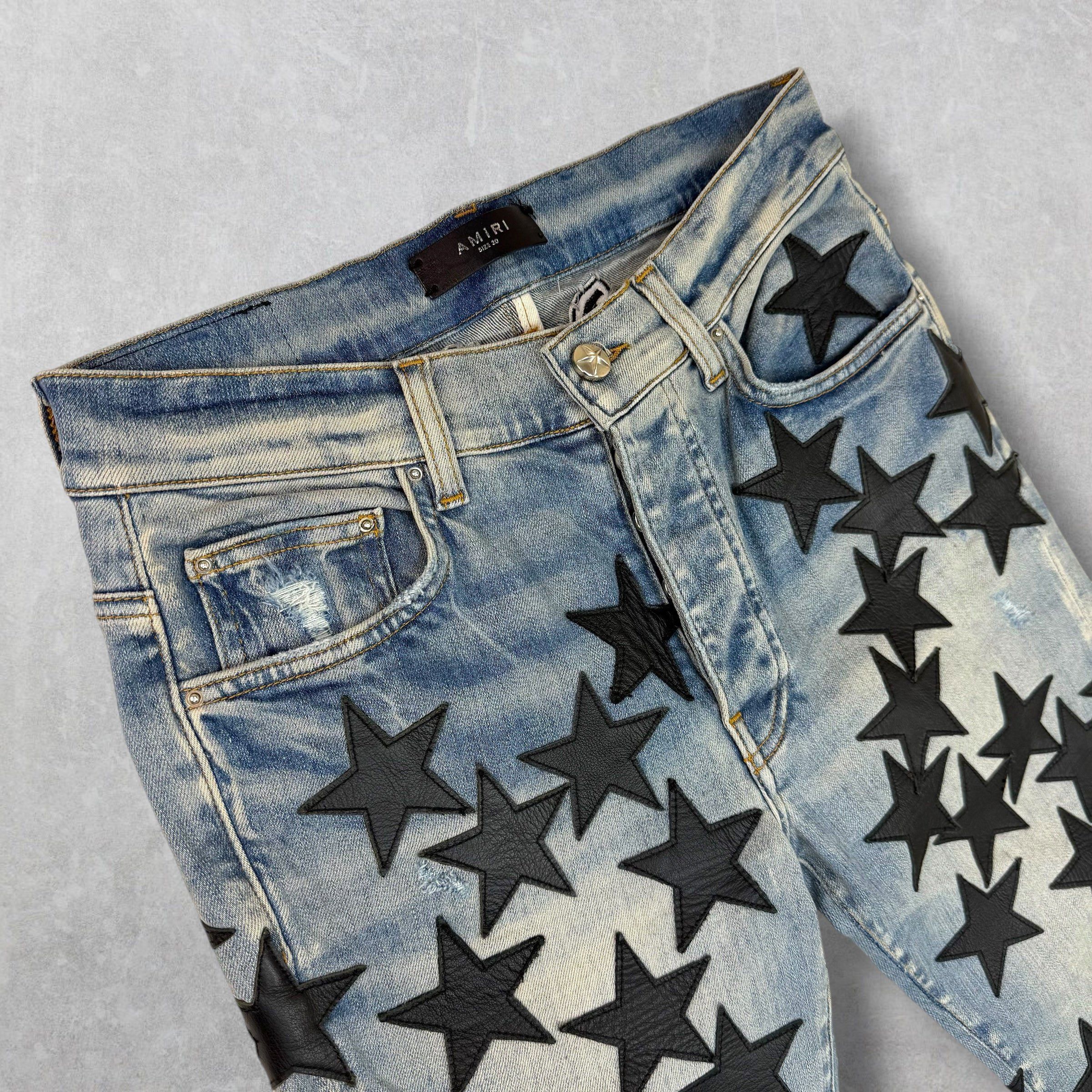 Amiri Amiri x Chemist Black Leather Star Jeans 30 Size US 30 / EU 46 - 4 Thumbnail