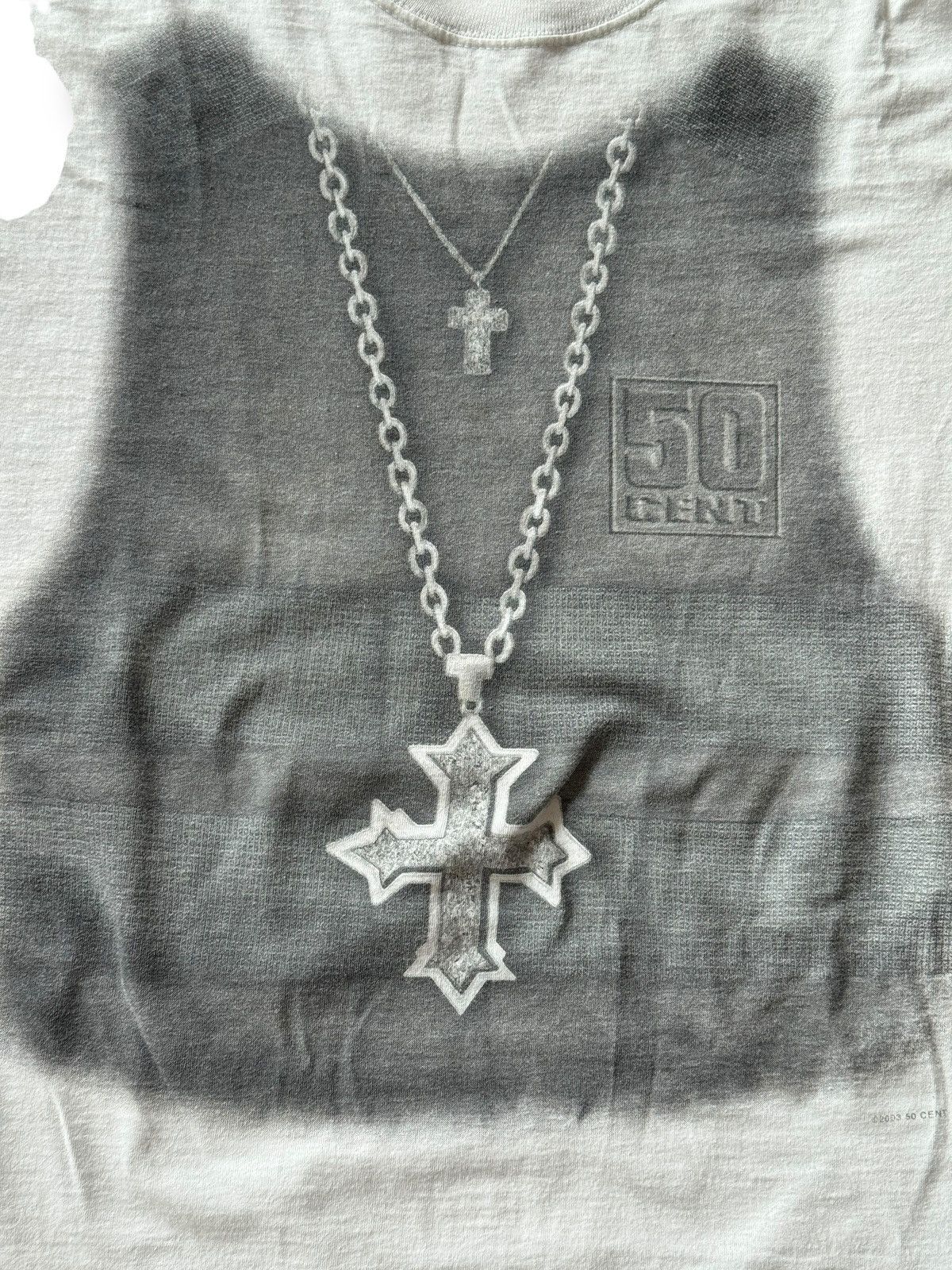 Rap Tees *RARE* 2003 Y2K 00s 50CENT CROSS GOD BULLETPROOF TEE Size US XL / EU 56 / 4 - 2 Thumbnail