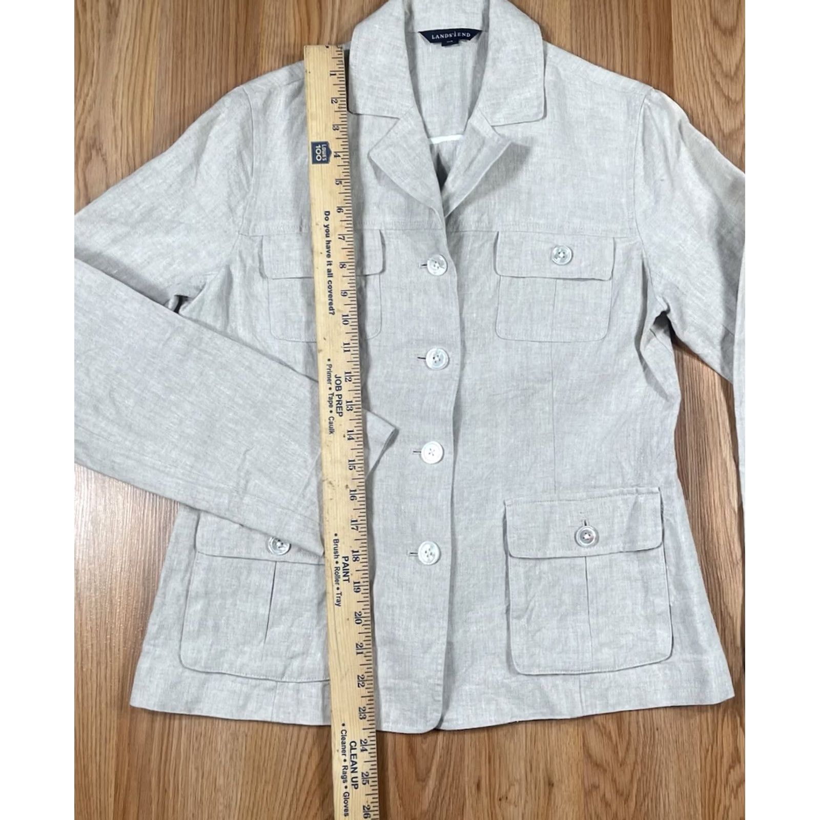 Vintage Lands’ End Blazer Woman’s 6 Beige 100% Linen Coat Jacket Full Front Button Shirt Womens Blazer Beige Linen 6 New title Size M / US 6-8 / IT 42-44 - 3 Thumbnail