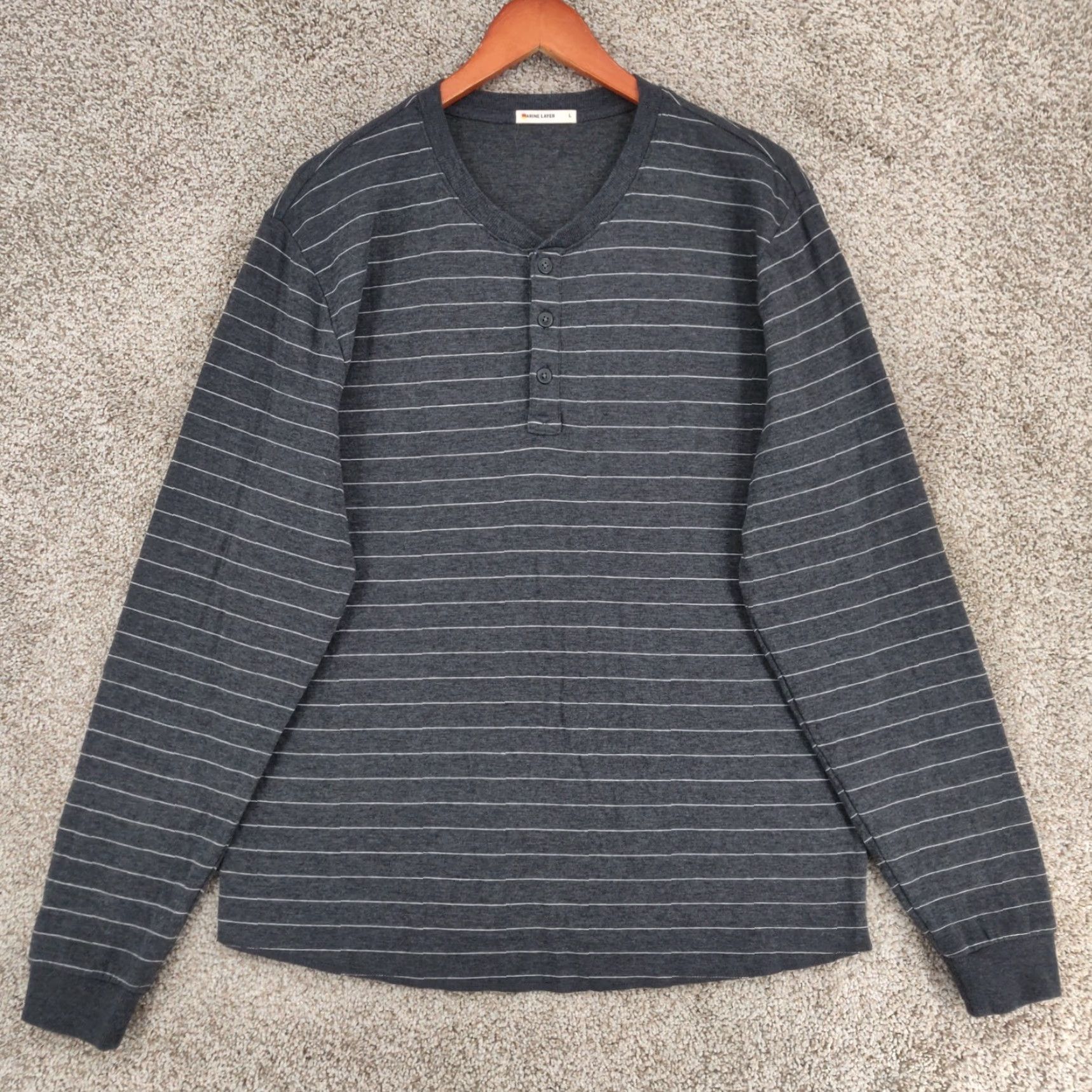 Marine Layer Marine Layer Shirt Mens L Striped Henley Double Knit Cabin Style Bohemian Classic Outdoor Preppy USA Mens Size US L / EU 52-54 / 3 - 2 Thumbnail