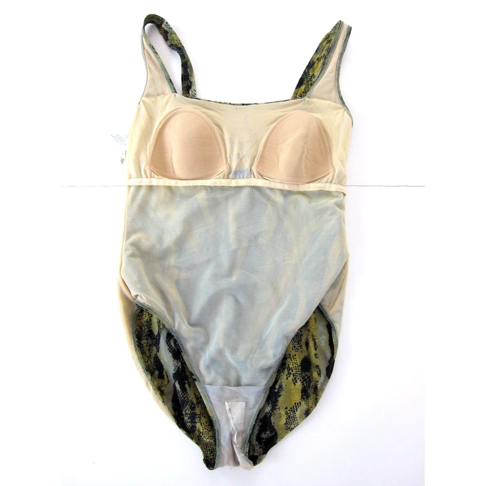 Vintage VINTAGE Shape FX Green Yellow Snake Built In Bra Slimming One Piece Swimsuit 16 Size ONE SIZE - 7 Thumbnail