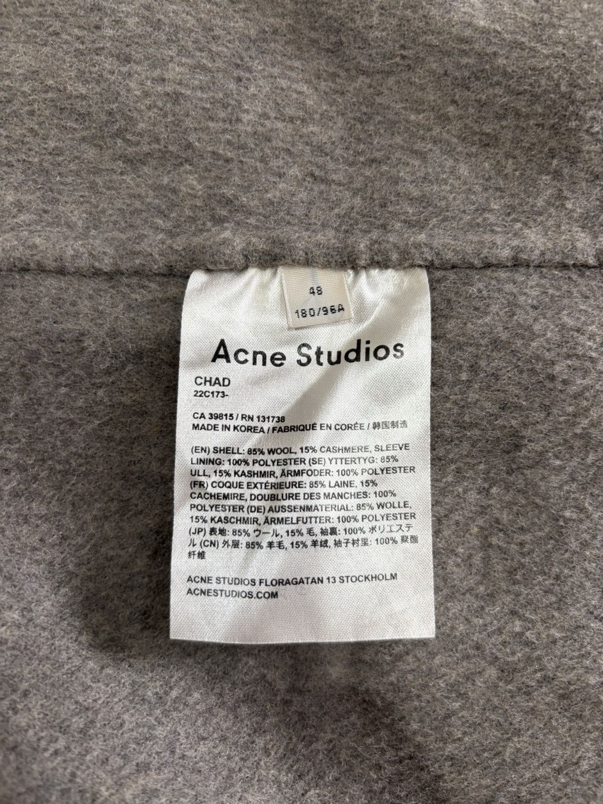 Acne Studios ACNE STUDIOS CHAD COAT CASHMERE OVERCOAT MEDIUM SIZE 48 Size US M / EU 48-50 / 2 - 5 Thumbnail