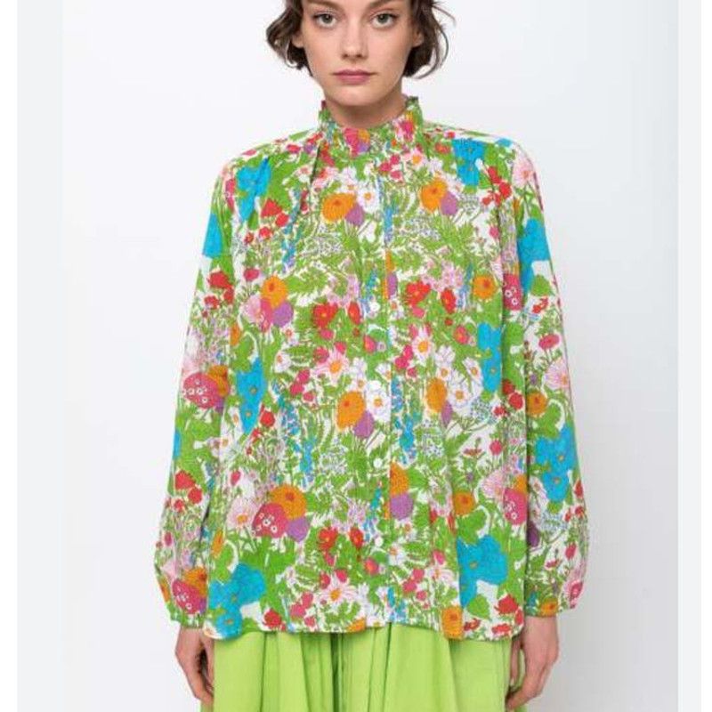 image of Milly Francesca Top Floral Summer Garden Blouse Xs Small New in Green, Women's