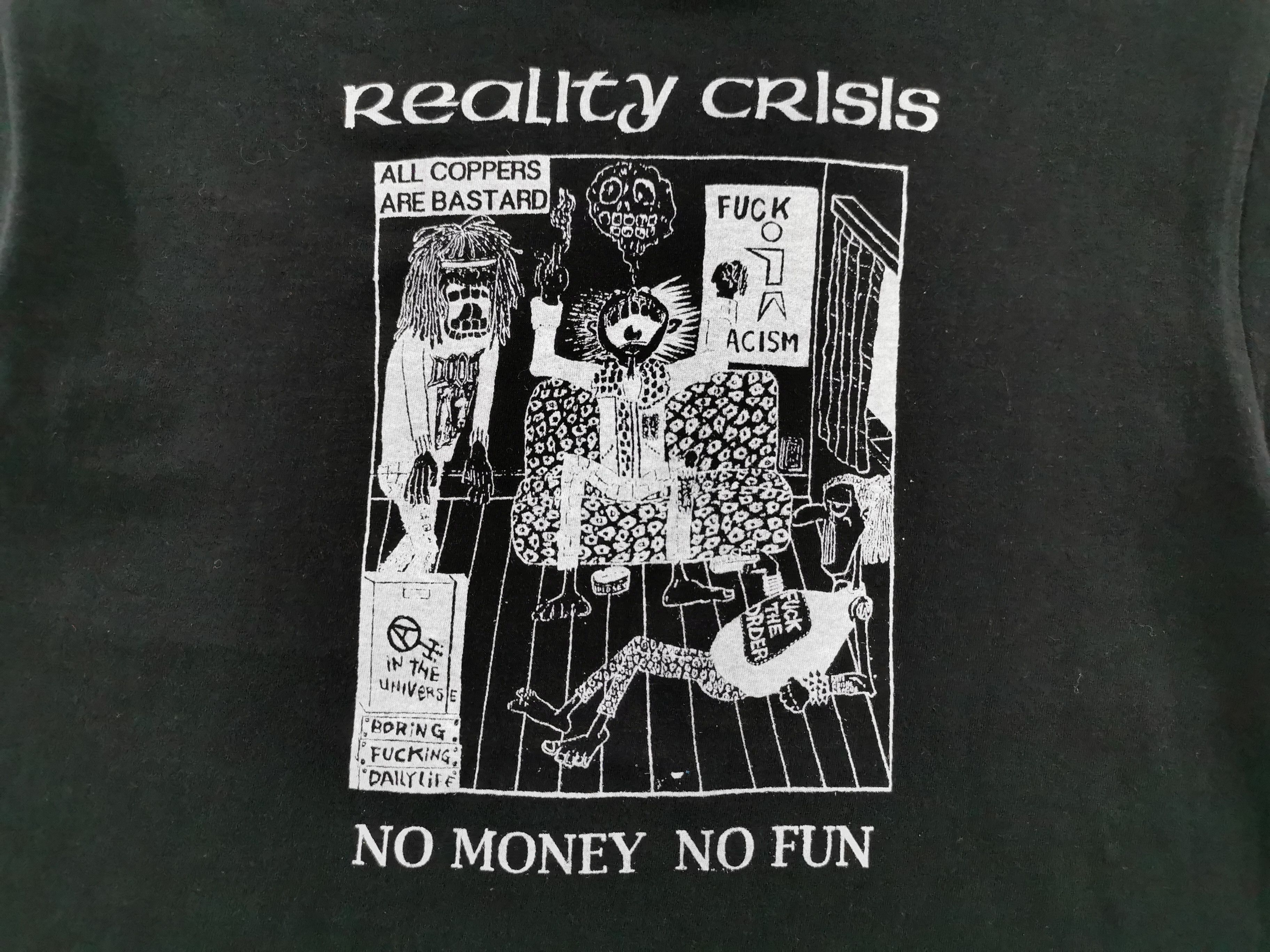Band Tees Vintage Reality Crisis "No Money No Fun" Crust Punk Tee Size US M / EU 48-50 / 2 - 4 Thumbnail