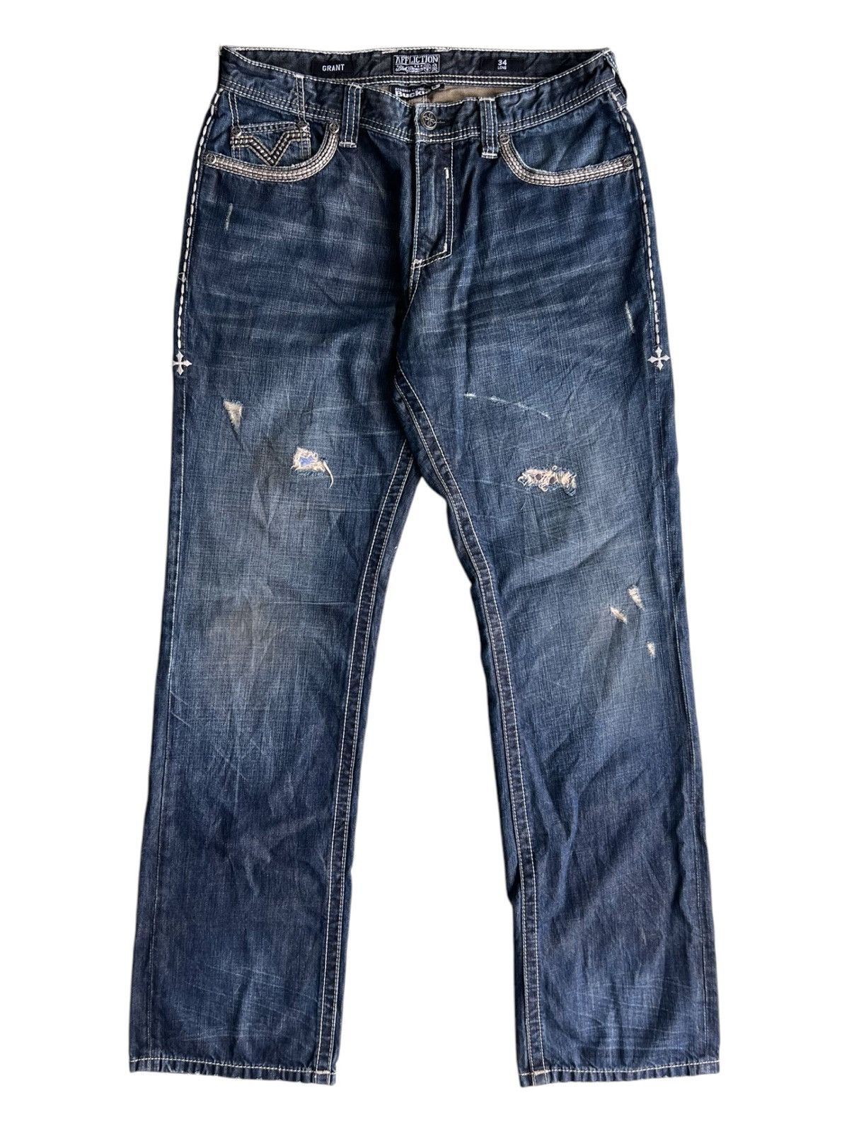 Affliction × JNCO Y2K Affliction Grant Premium Exclusive Buckle Baggy Jeans Size US 36 / EU 52 - 2 Thumbnail