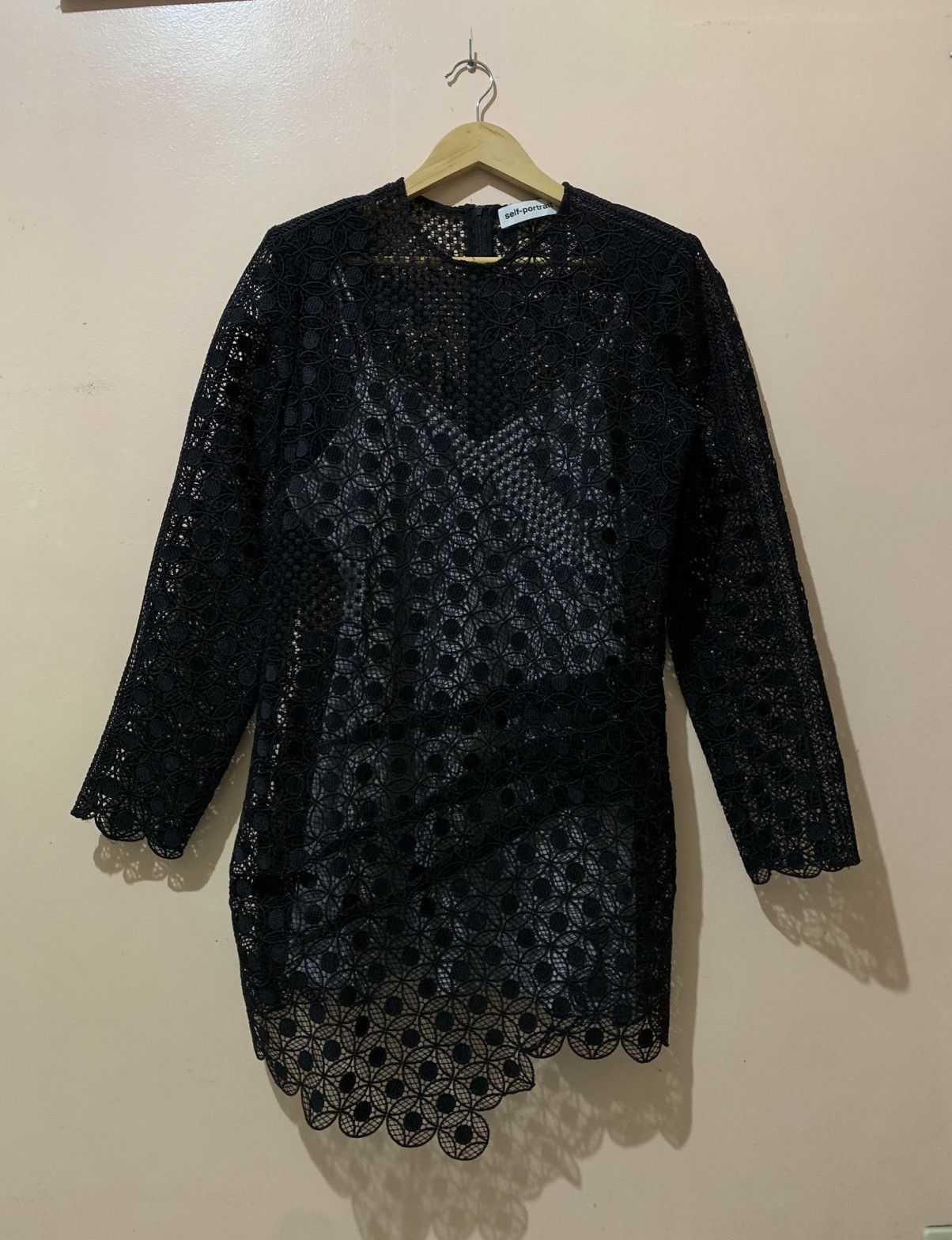 Self-Portrait Self-Portrait Strike Guipure Lace Mini Dress Black Size M / US 6-8 / IT 42-44 - 4 Thumbnail