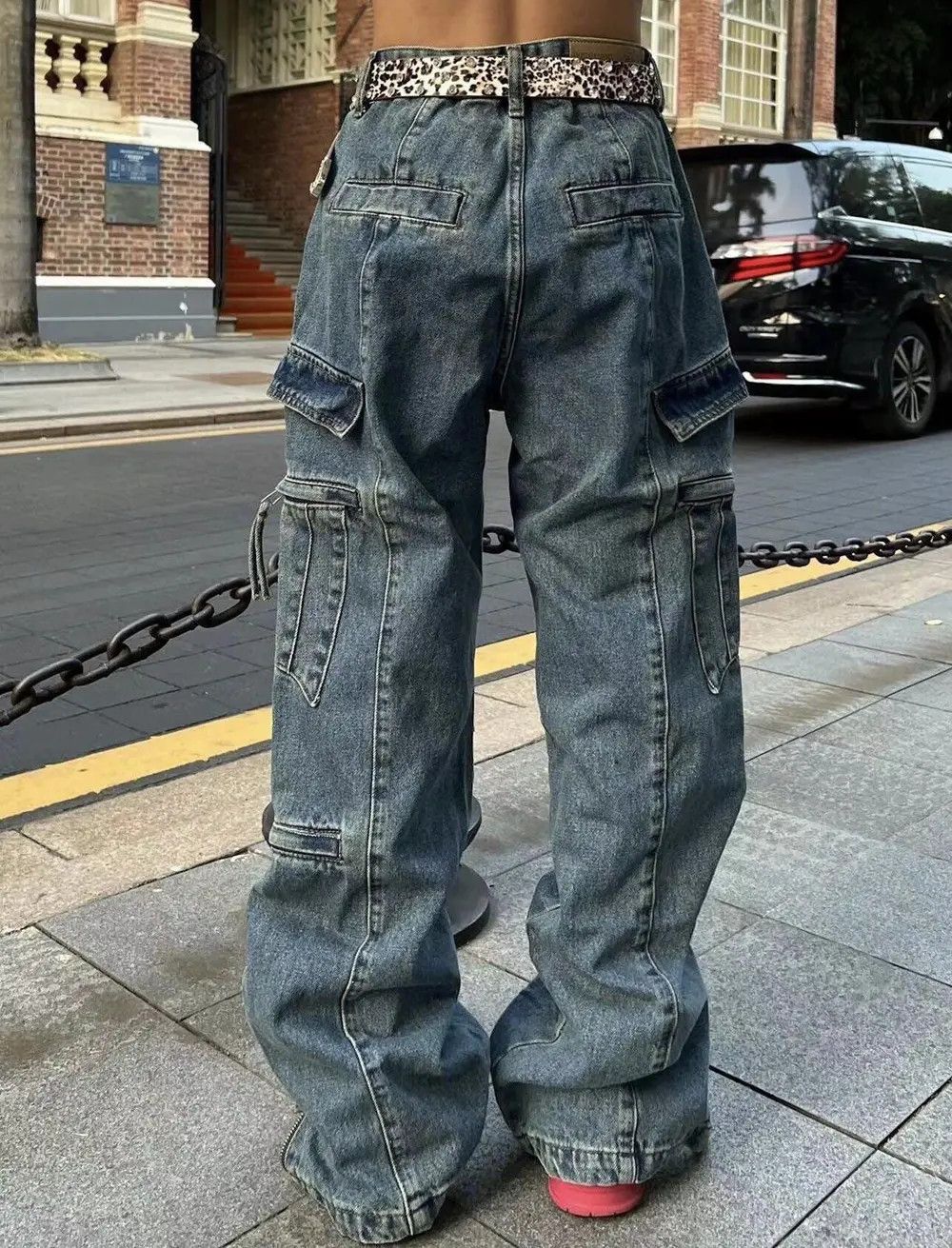 Japanese Brand × Jean Y2k Baggy Cargo Pants Denim Baggy Jeans Trousers Size US 30 / EU 46 - 5 Thumbnail