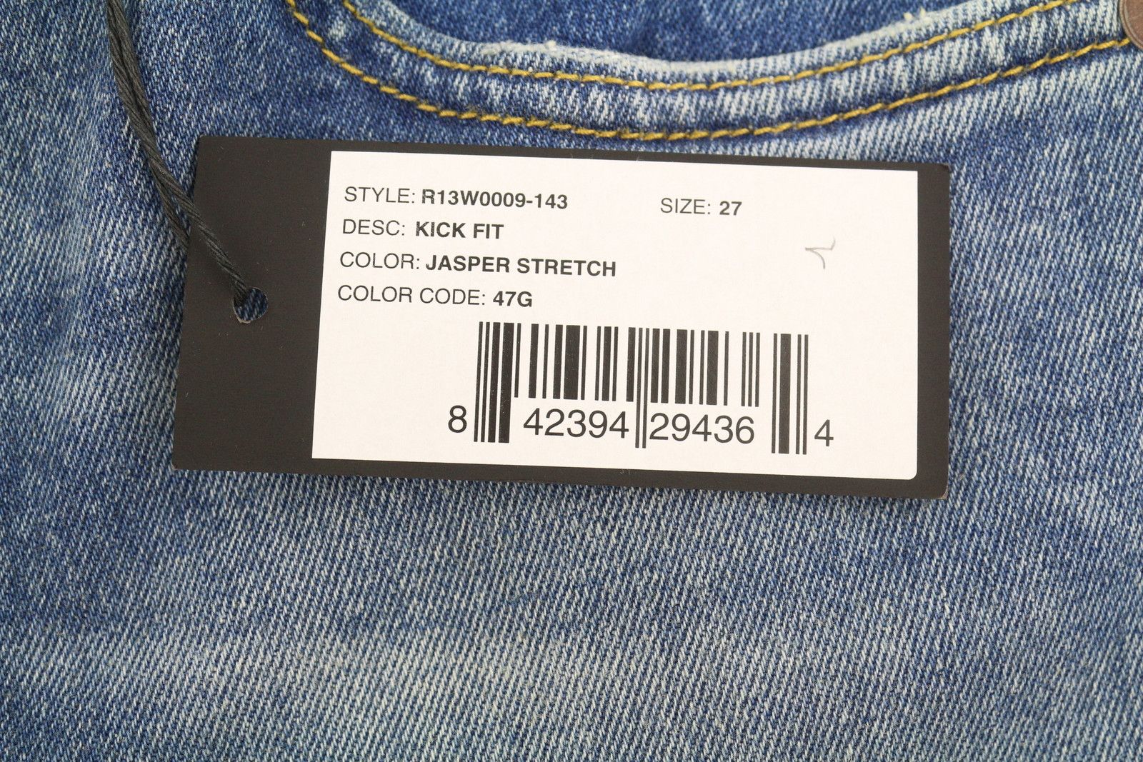 R13 KICK FIT 27 Jasper Stretch Faded Cropped Blue PS26 89040 Size 27" / US 4 / IT 40 - 8 Thumbnail
