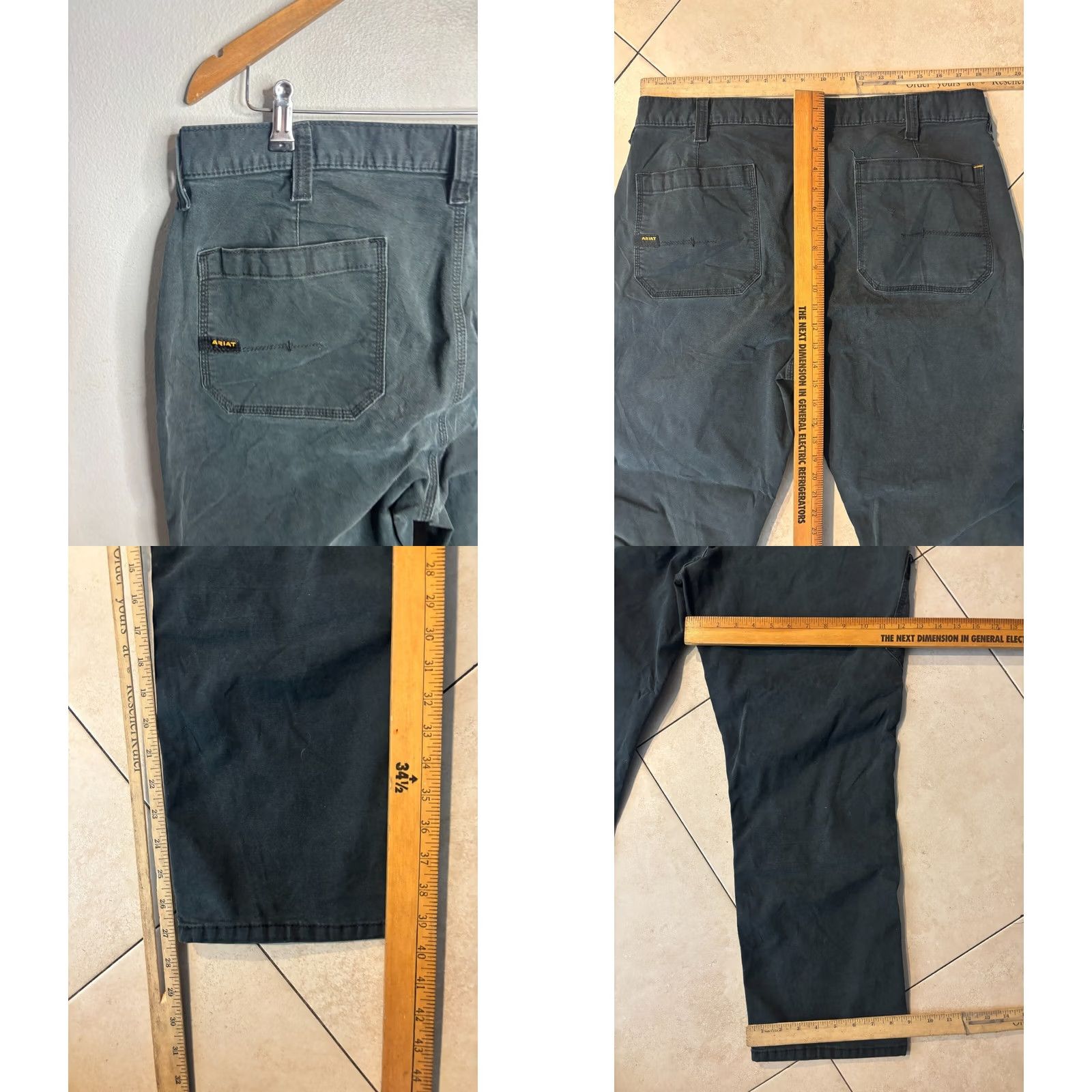 Ariat ARIAT Rebar Pants Mens Relaxed Straight Leg Double Knee Durastar 38x30 Black Size US 38 / EU 54 - 8 Thumbnail