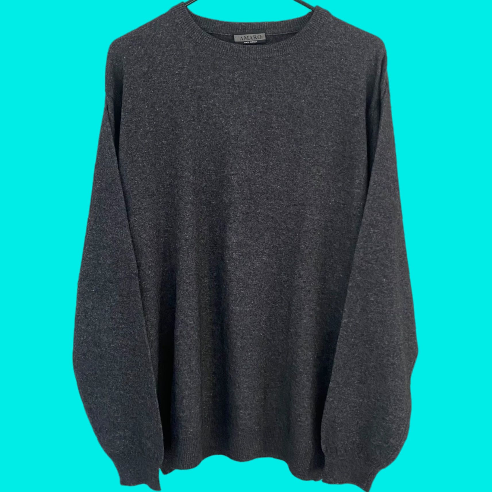Vintage Amaro Italy Merino Wool Crewneck Sweater Gray Knit Long-Sleeve Pullover XL Men Size US XL / EU 56 / 4 - 1 Thumbnail