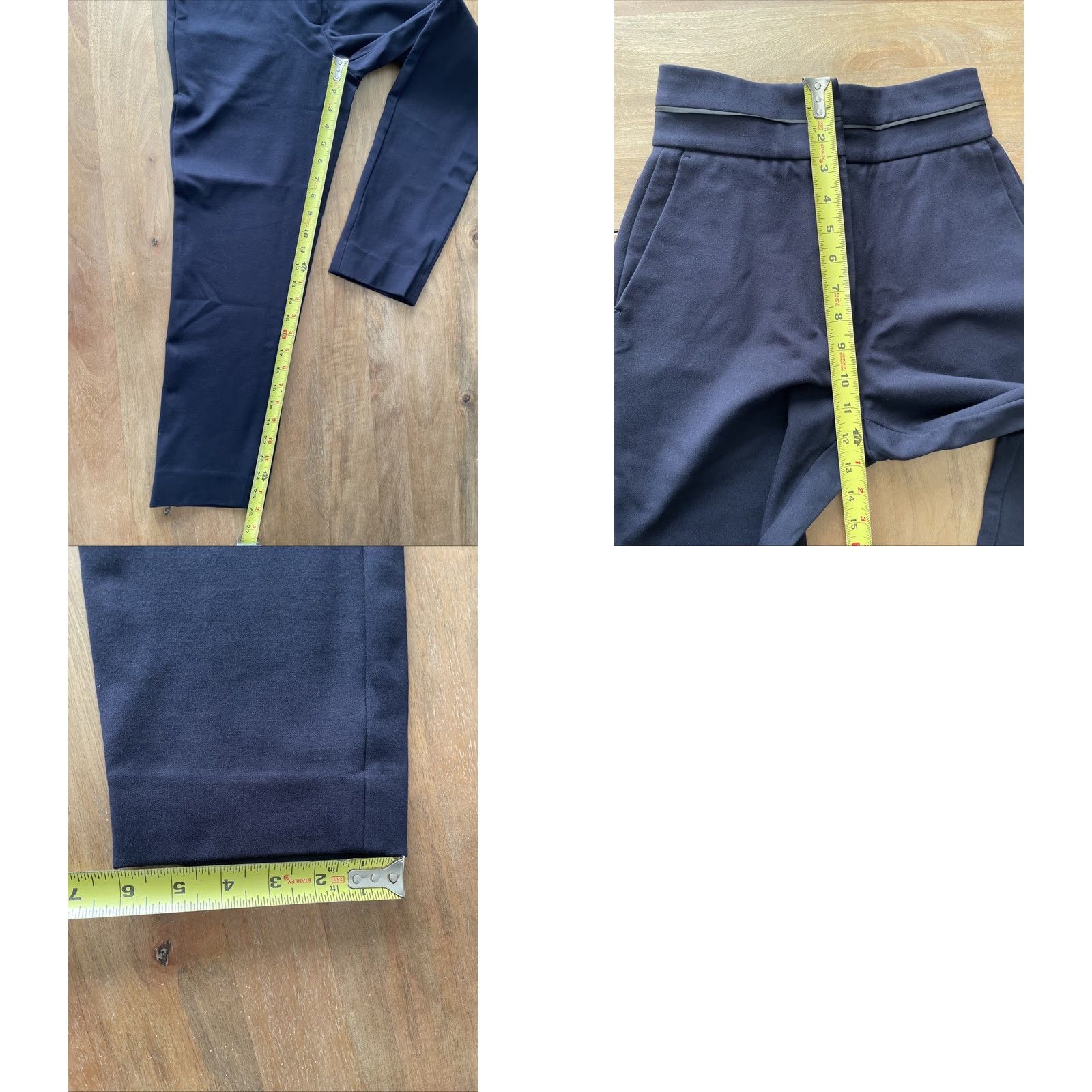 Sandro Sandro Paris Pants Womens 34 Navy High Rise Tapered Trousers Ponte Relaxed Slim Fit Office Dress Size 24" / US 00 / IT 34 - 8 Thumbnail