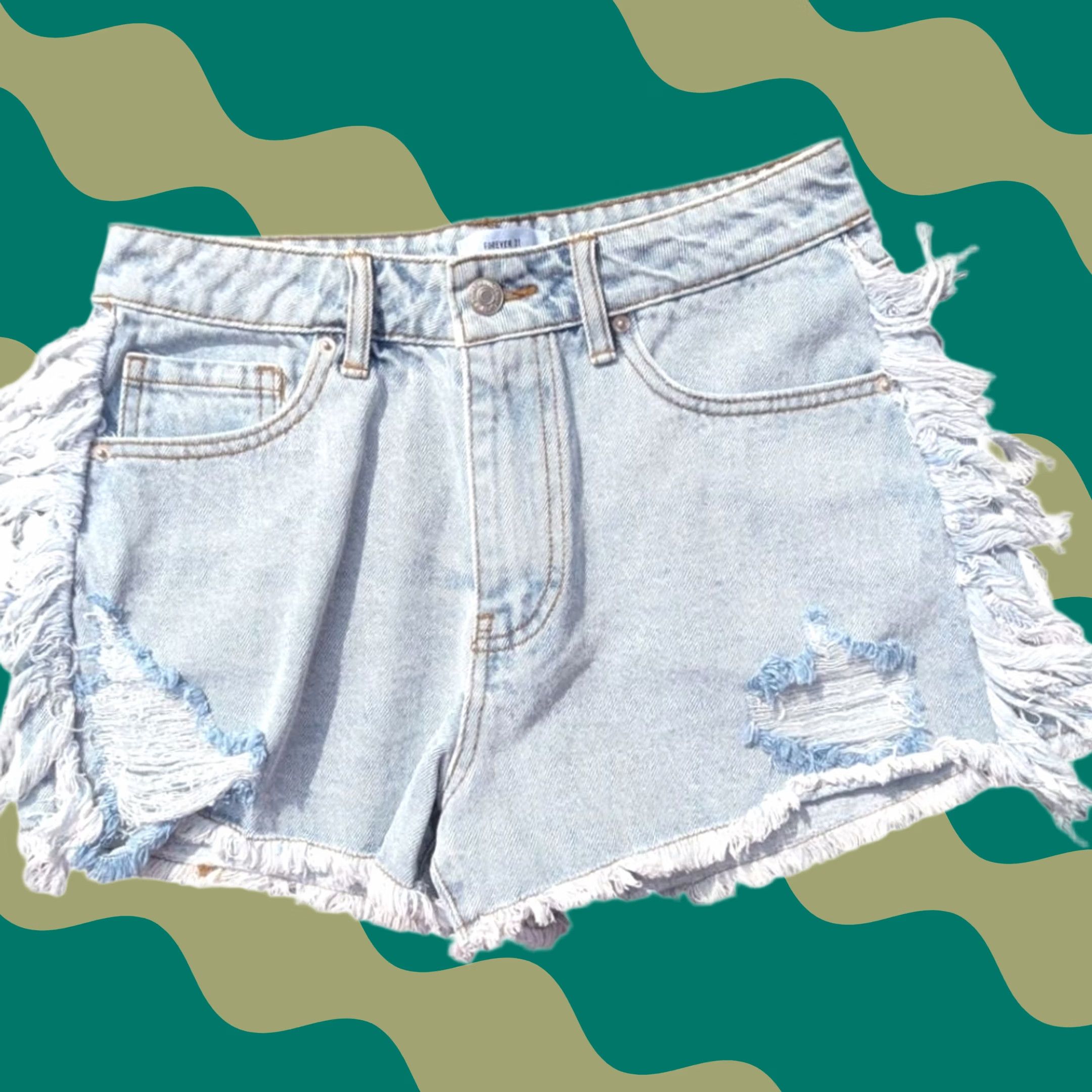 Forever 21 Forever 21 Coastal Cowgirl Festival Raw Hem Fringe Jeans Womens Size 27 Blue Denim Shorts Size 27" / US 4 / IT 40 - 1 Thumbnail
