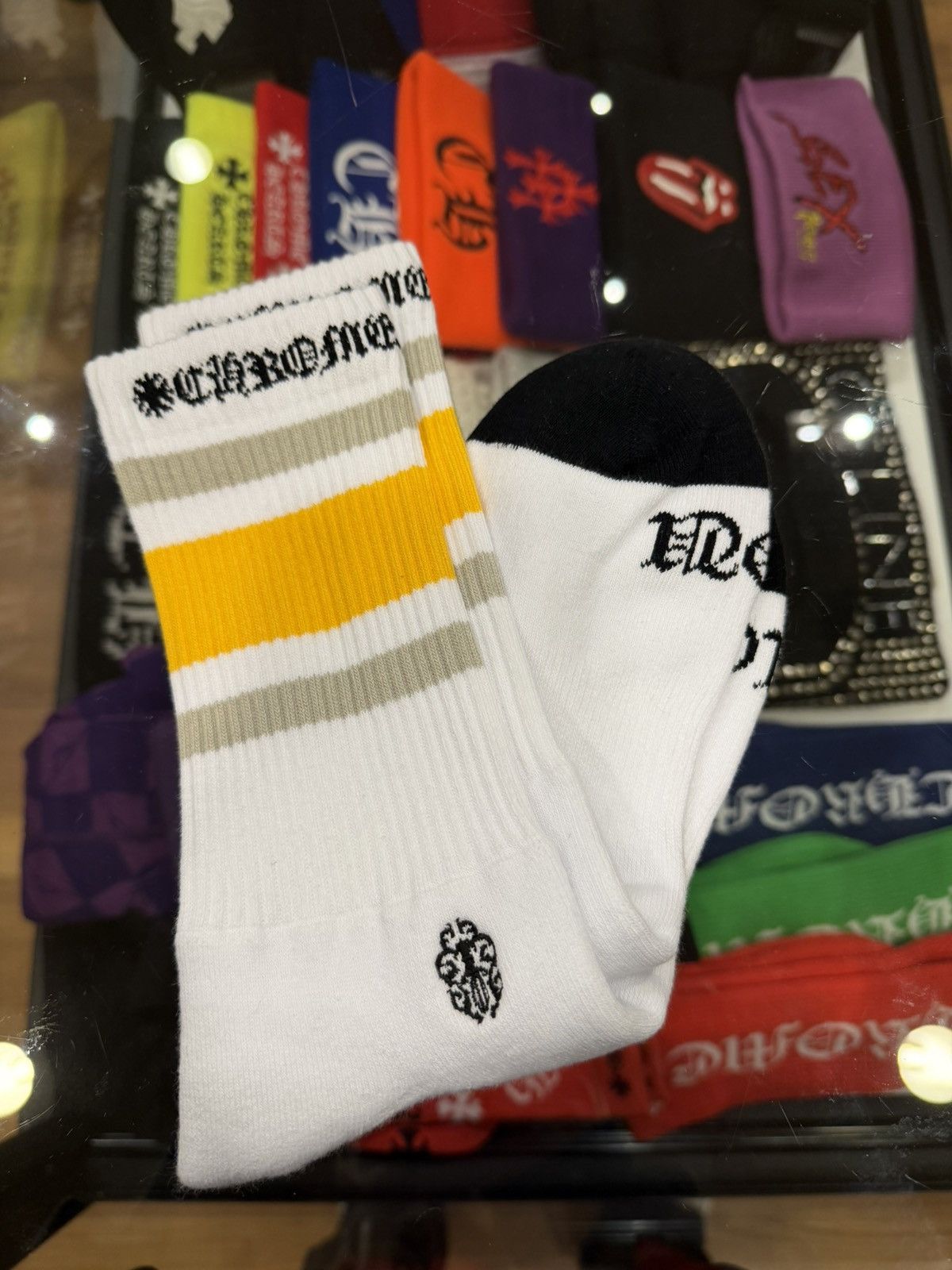 Chrome Hearts Chrome Heart White Stencil Socks | Grailed
