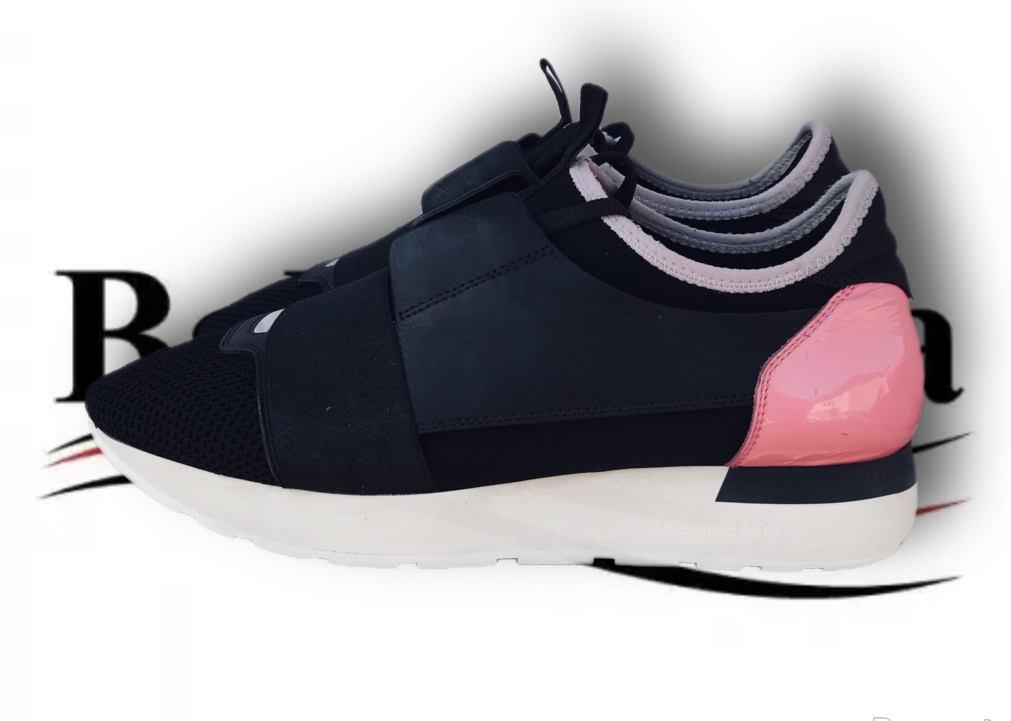 Balenciaga Balenciaga Black Pink Leather Mesh Race Runner Sneakers Size US 6 / IT 36 - 2 Thumbnail
