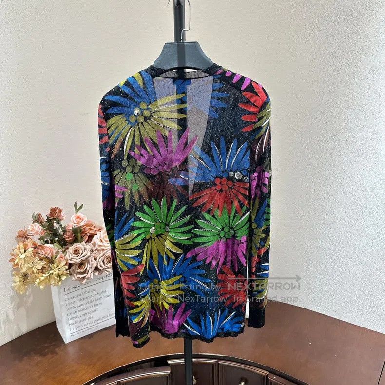 Chanel Chanel Vintage colourful broken flower cardigan coat Size XS / US 0-2 / IT 36-38 - 2 Thumbnail