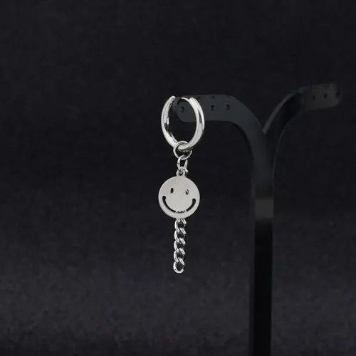 Jewelry × Other Titanium Steel Smiley Face Dangle Drop Earrings for Men Size ONE SIZE - 3 Thumbnail