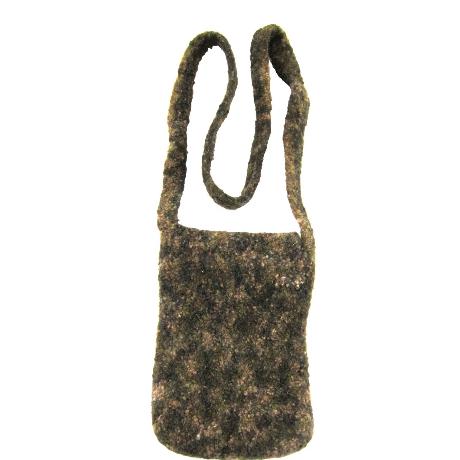 Vintage Vintage Handmade 100% Boiled Wool Brown Green Crossbody Satchel Purse Size ONE SIZE - 5 Thumbnail