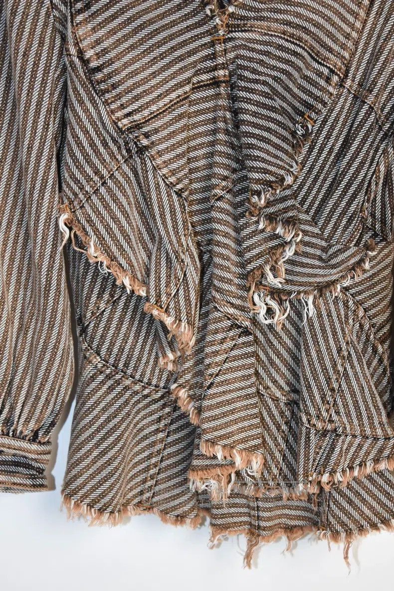 Junya Watanabe Junya Watanabe Asymmetric cut frayed brown striped top Size S / US 4 / IT 40 - 2 Thumbnail