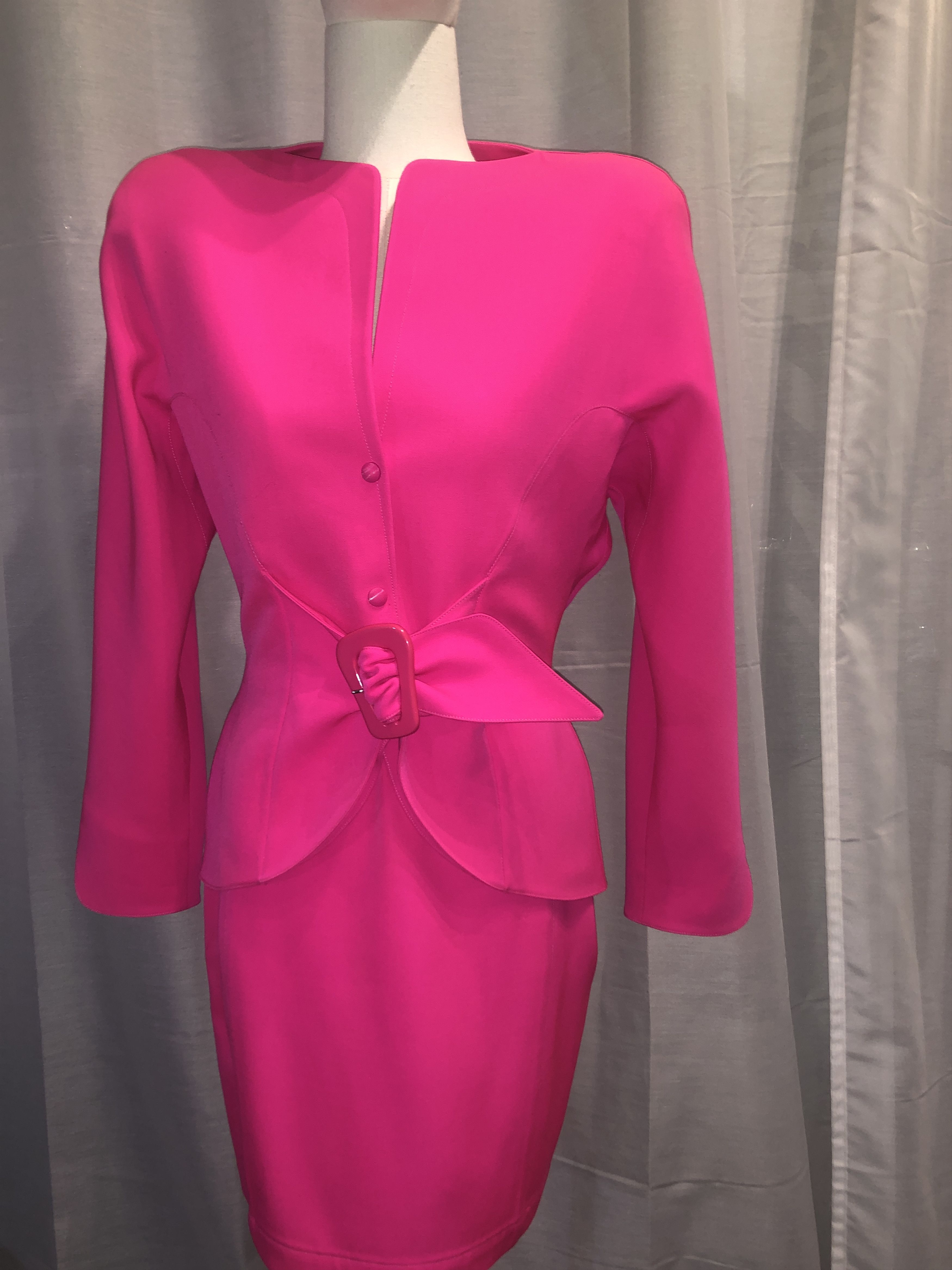 Thierry Mugler Fluo Pink Skirt Suit Size M / US 6-8 / IT 42-44 - 22 Thumbnail