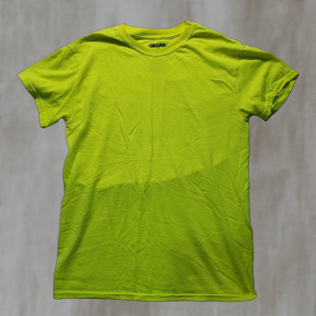 Gildan Gildan Shirt T-Shirt Crew Neck Short Sleeve Yellow 50/50 Adult Mens S Small Safety Neon Green Yellow Work Size US S / EU 44-46 / 1 - 1 Thumbnail