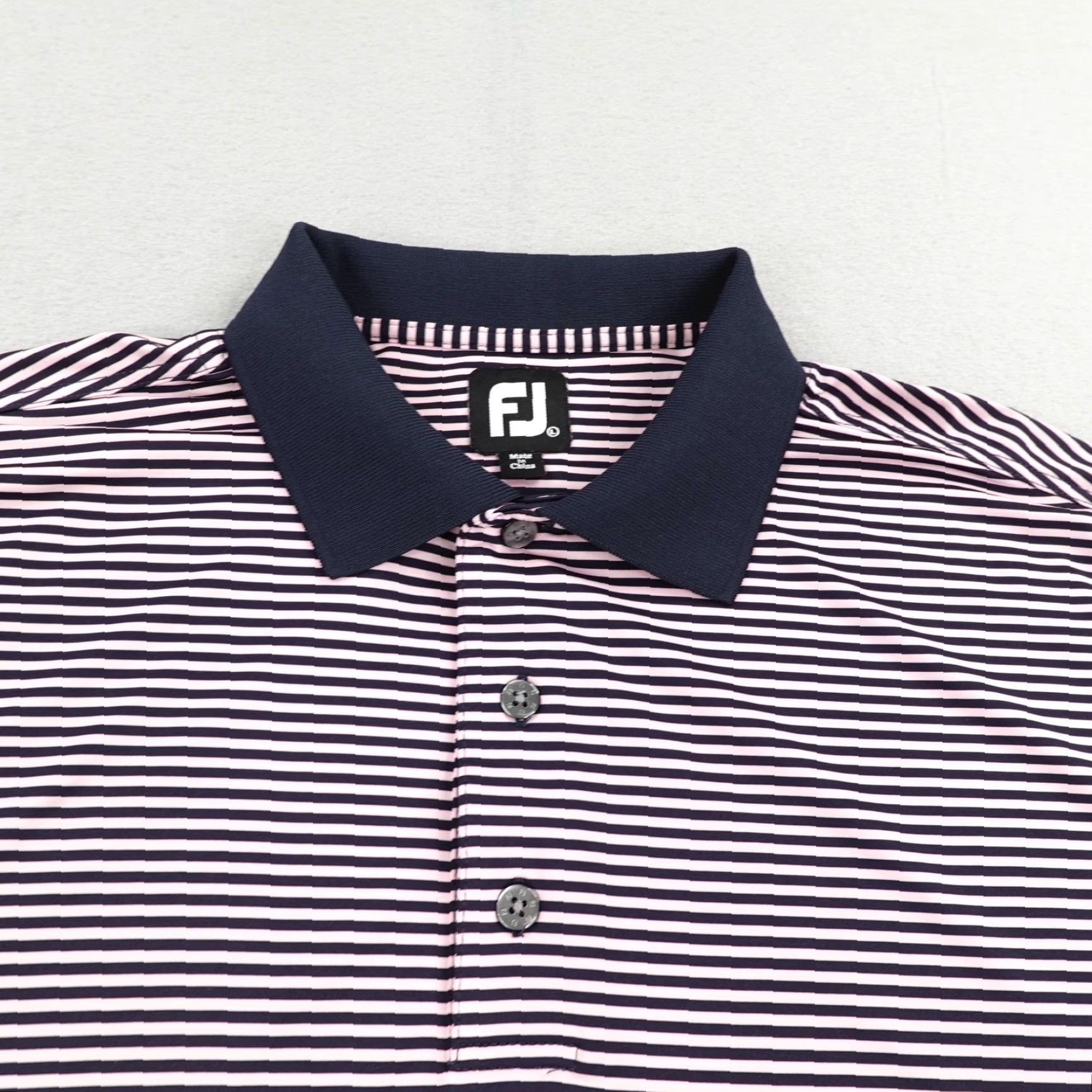Footjoy FootJoy Polo Shirt Mens Large Blue Pink Striped Golf Performance Stretch Golfer Size US L / EU 52-54 / 3 - 2 Thumbnail