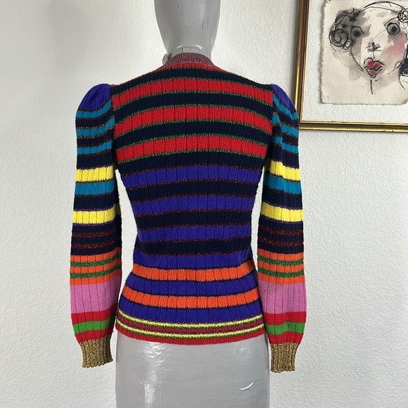 Gucci Gucci Multicolor Metallic Striped Cardigan Floral Patches Pe Size XS / US 0-2 / IT 36-38 - 6 Thumbnail