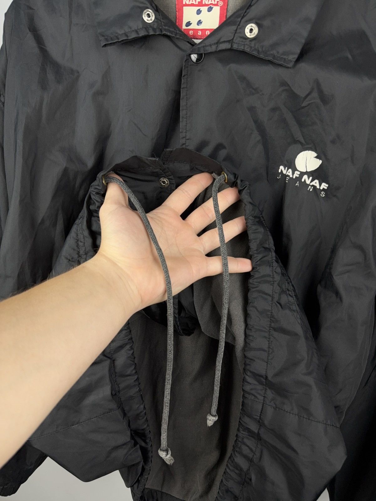 Issey Miyake × Japanese Brand × Vintage Vintage 90s NAF NAF Jeans Black Windbreaker Jacket Logo Size US L / EU 52-54 / 3 - 7 Thumbnail