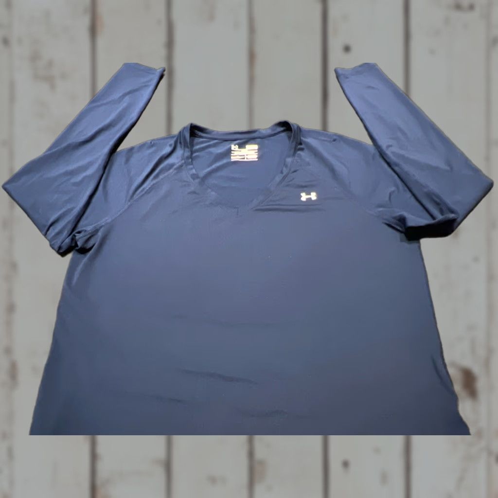 Under Armour Under Armour HeatGear Compression Shirt Men's XL Navy Blue V-Neck Long Sleeve Activewear Size US XL / EU 56 / 4 - 1 Thumbnail