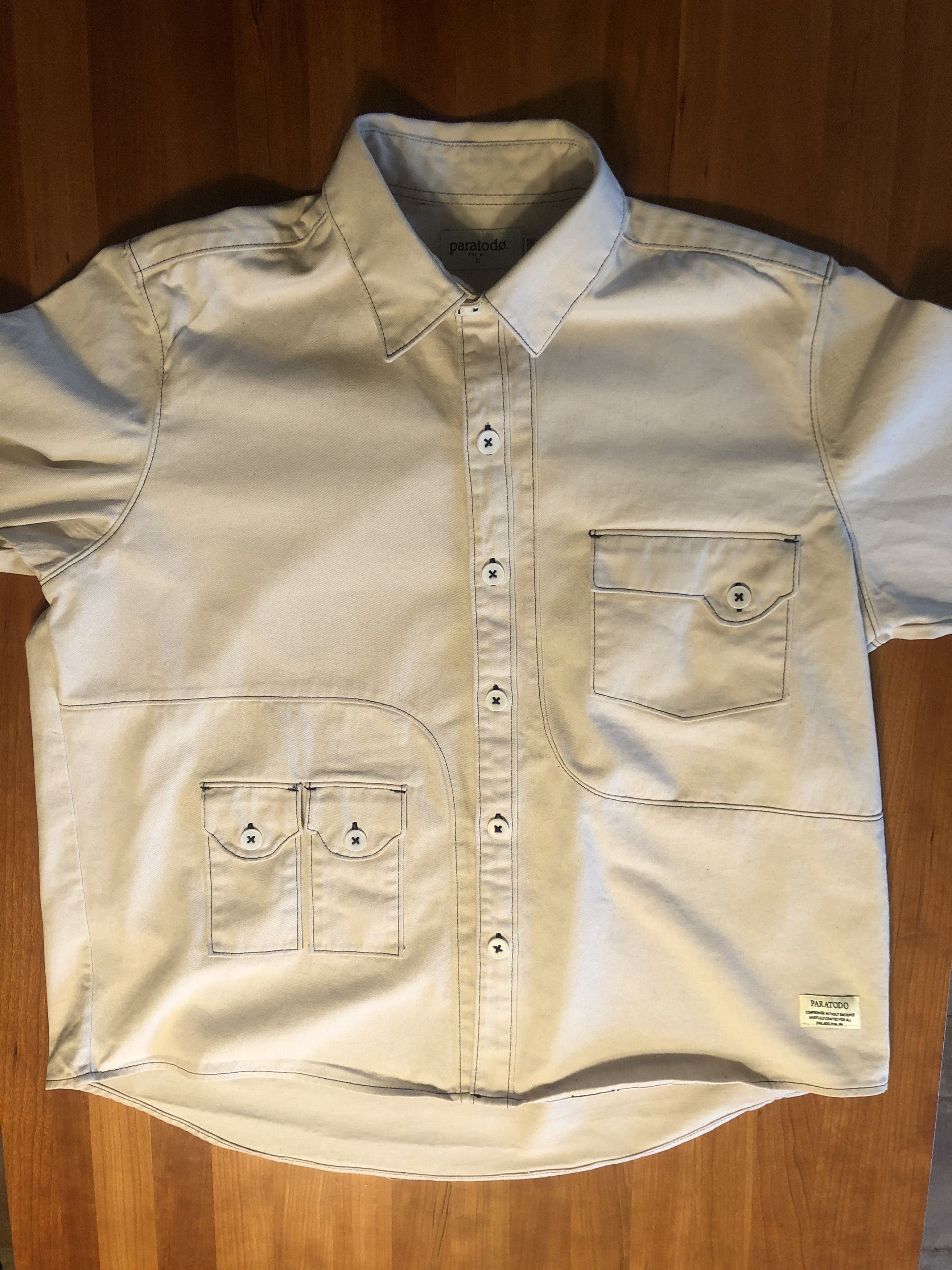 Vintage Paratodo Cream Denim Shirt Size US M / EU 48-50 / 2 - 1 Thumbnail
