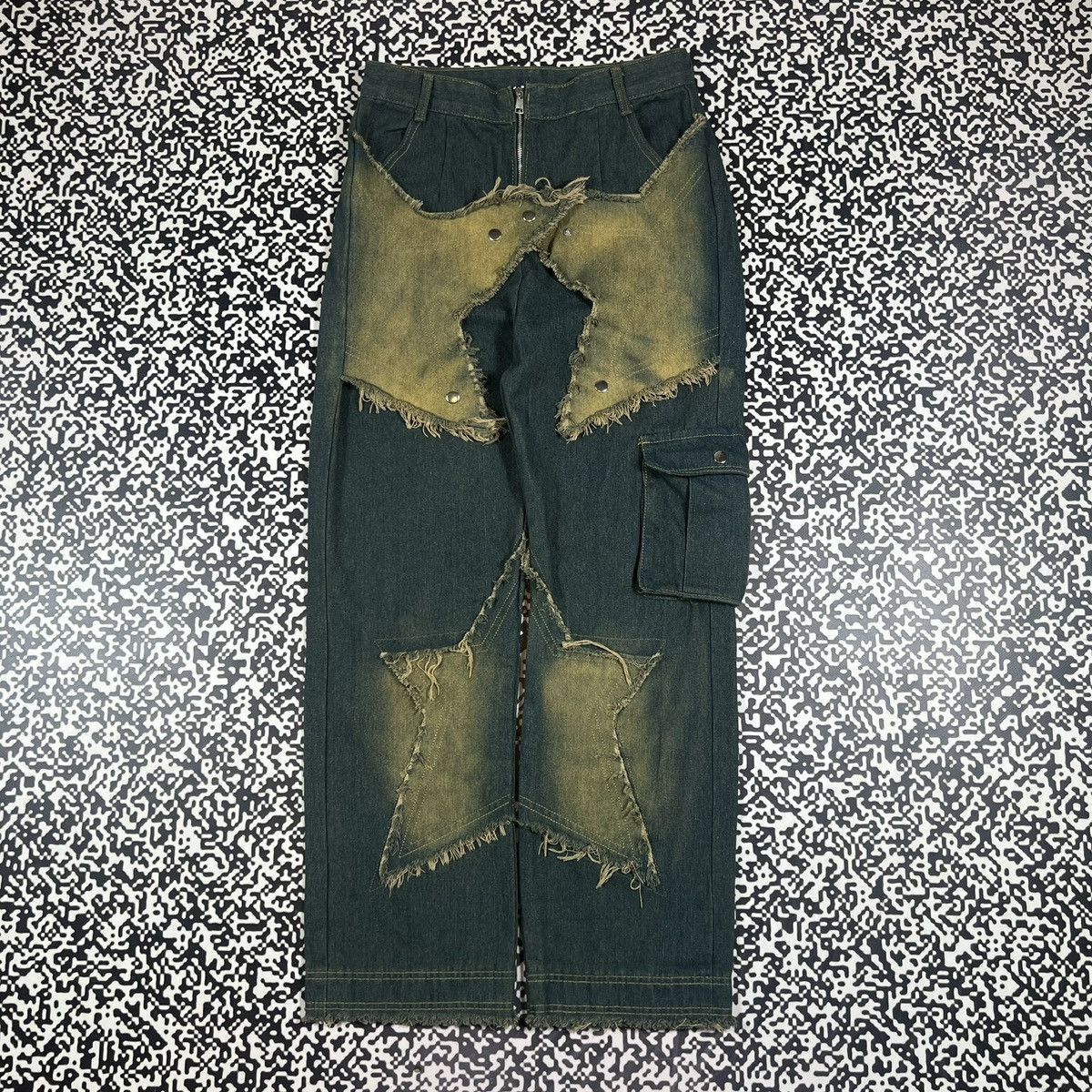Japanese Brand Vintage Y2K Japanese Patchwork Star Logo Retro Style Jeans Size 29" - 3 Thumbnail