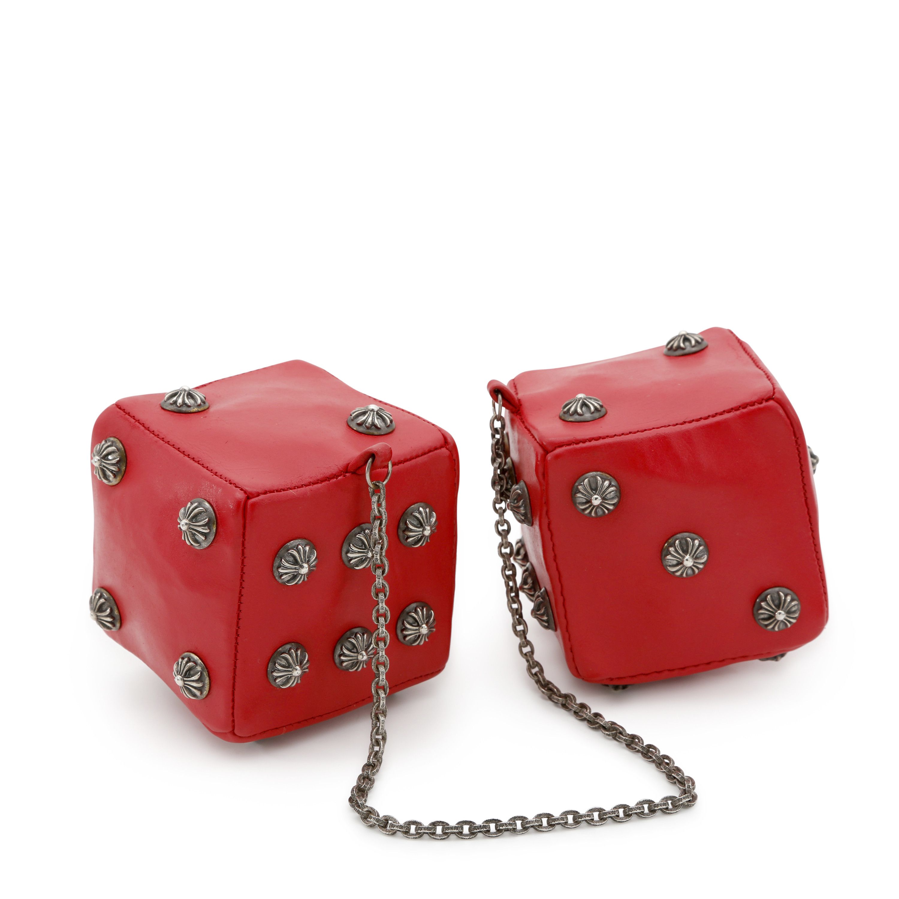 Chrome Hearts Red Leather Dashboard Dice Size ONE SIZE - 2 Thumbnail