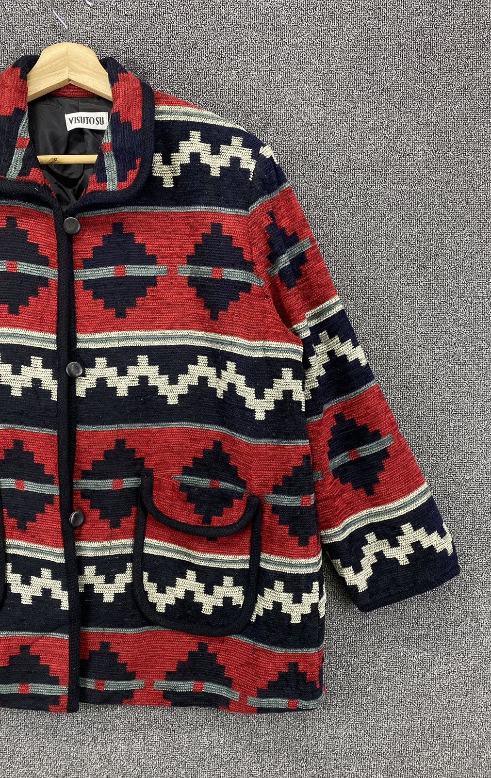 Japanese Brand Vintage VISUTOSU Aztec Navajo Native Design Wool Coat Jacket Size US L / EU 52-54 / 3 - 4 Thumbnail