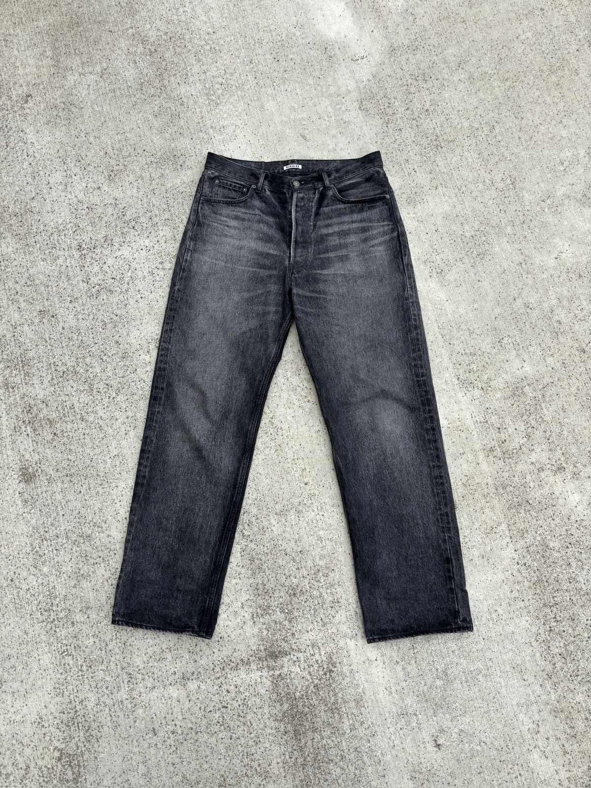 Auralee ?AURALEE Faded black Heavy selvedge denim jeans sz 4 