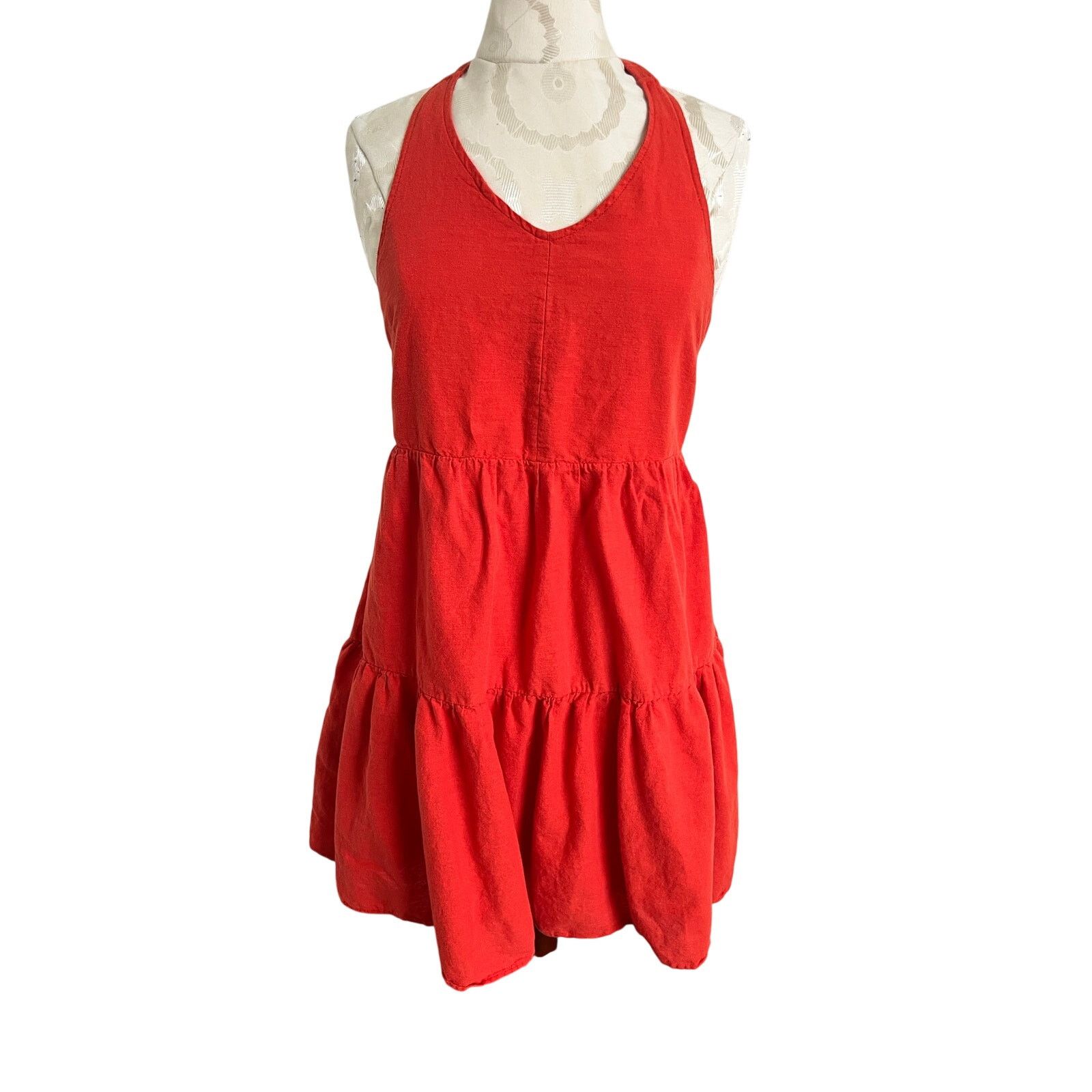 American Eagle Outfitters American Eagle Tiered Tie Neck Halter Dress Large Size L / US 10 / IT 46 - 1 Thumbnail