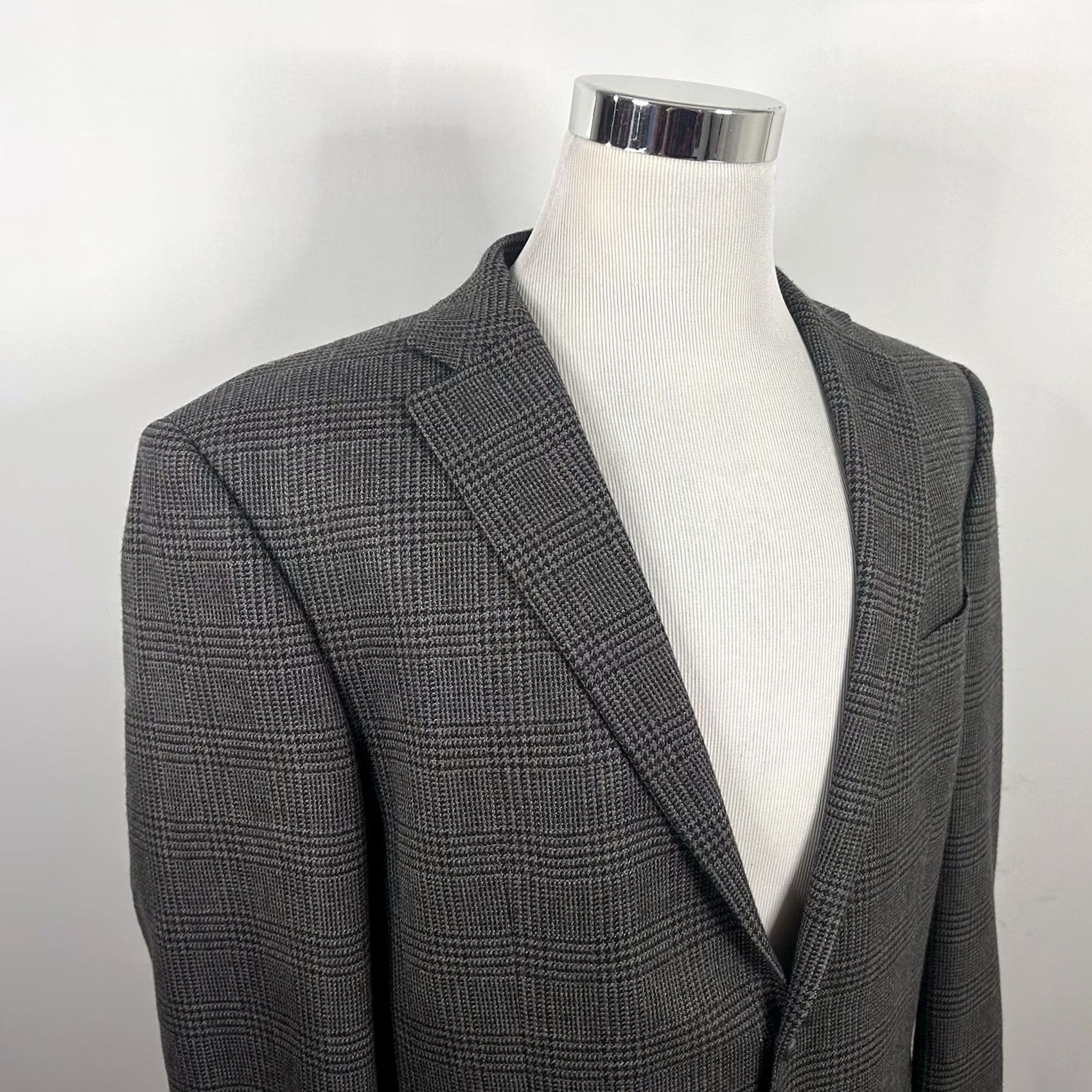 Oscar De La Renta Oscar de la Renta Sport Coat 44L Wool Gray Glen Plaid Two-Button Formal Coat Mens Size US XS / EU 42 / 0 - 2 Thumbnail